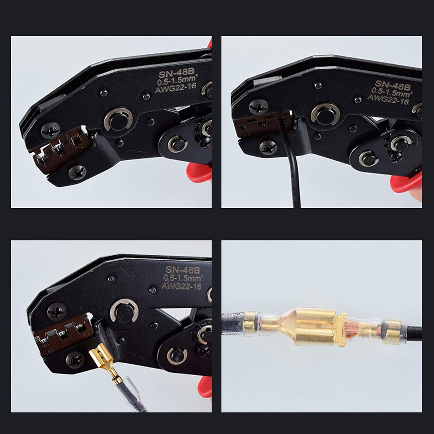 Wire Stripping Tool Set with 7In Crimping Plier and 300PCS 2.8/4.8/6.3 Type Spring Insert,Wire Crimping Pliers Compatible Wire AWG 22-28(0.5-1Mm&sup2;) AWG 20-16(0.75-1.5Mm&sup2;) for Electricians Appliances image number 6