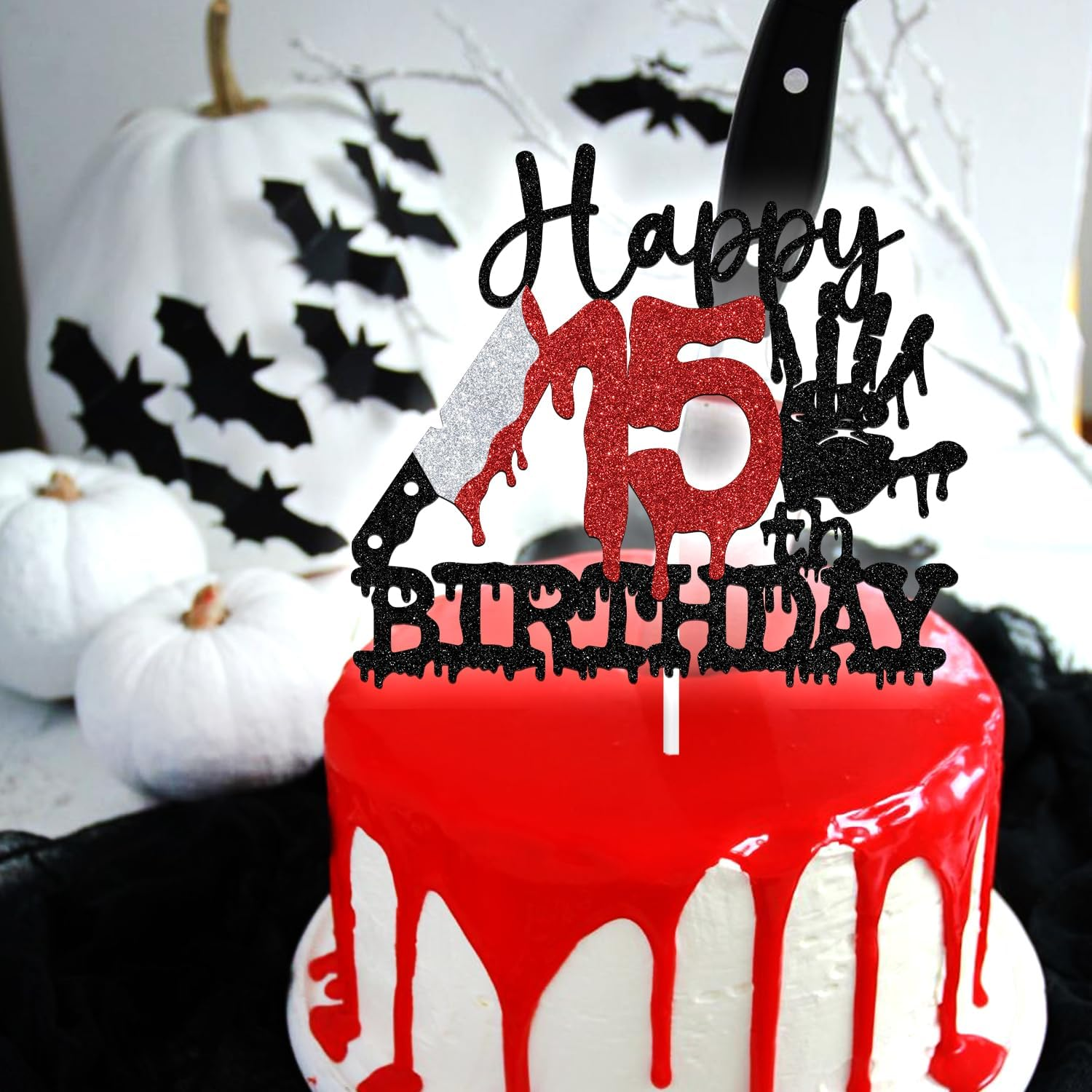 Tivurcia Happy 15Th Birthday Cake Topper, Zombie Bloody Friday Birthday, Have a Killer Birthday Cake Decor, Halloween Horror Movie Themed 15Th Birthday Party Decorations Supplies image number 4