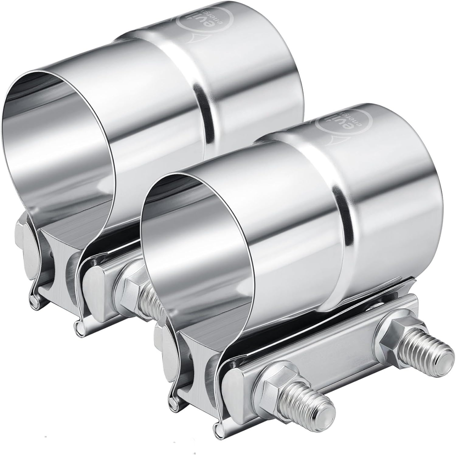EVIL ENERGY 2.25Inch 2 1/4 Lap Joint Exhaust Band Clamp Exhaust Repair Preformed 304 Stainless Steel 2Pcs image number 6