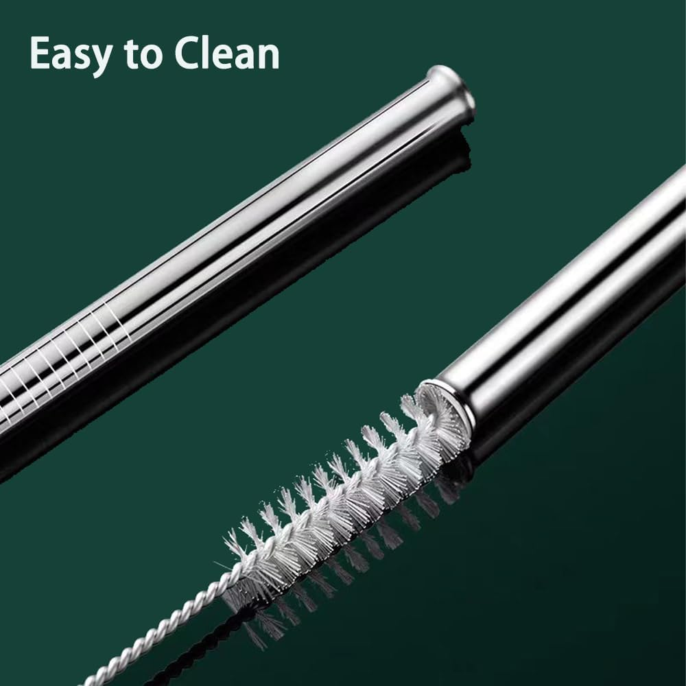 4Pcs Replacement Stainless Steel Straws Compatible with Owala Water Bottle 24Oz 32Oz Reusable Straws with 2 Cleaning Brushes Metal Straw Replacement image number 3