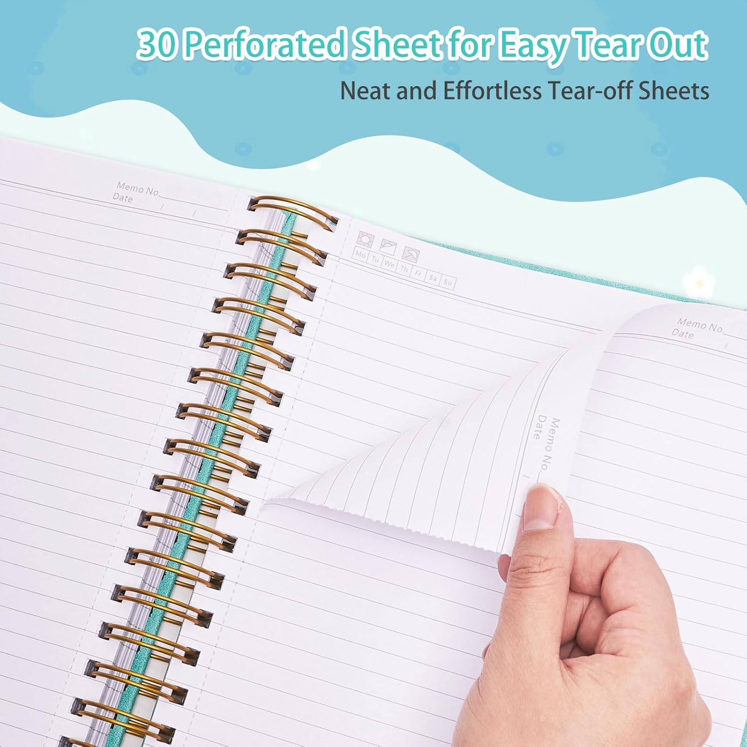 Spiral Notebook, 365 Page Hardcover Leather Notebook Journal, Large B5 Lined Journal for Women Men, College Ruled Notebooks for Work School, Journals for Writing, 24Pcs Index Tabs, 8" X 10", Blue image number 2