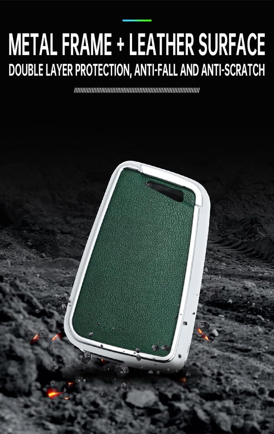 Ontto Alloy Car Key Fob Cover Fit for VW Golf 7 Ateca Arona MK6 MK7 Polo Jetta Fabia Tiguan Touran Toledo for Skoda Seat Leon Ibiza Octavia Flip Leather Key Case Keyring Key Shell Holder Bag Keychain