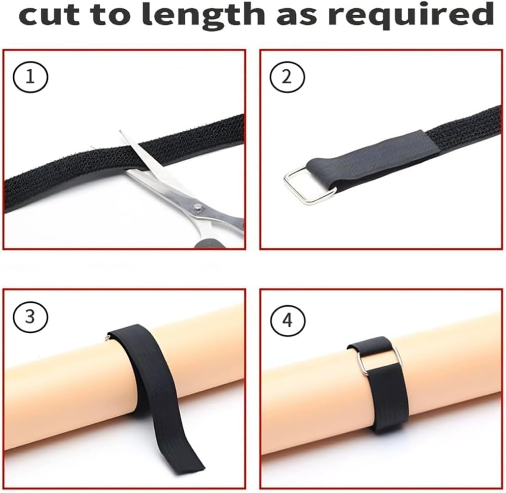 16.4Ft X 0.8In Adjustable Cable Straps with 25 Buckles, Free Cut Length, Black Reusable Fastening Cable Ties, Hook and Loop Securing Strap for Cable Tidy, Wire Management, Cord Organiser, Black image number 6