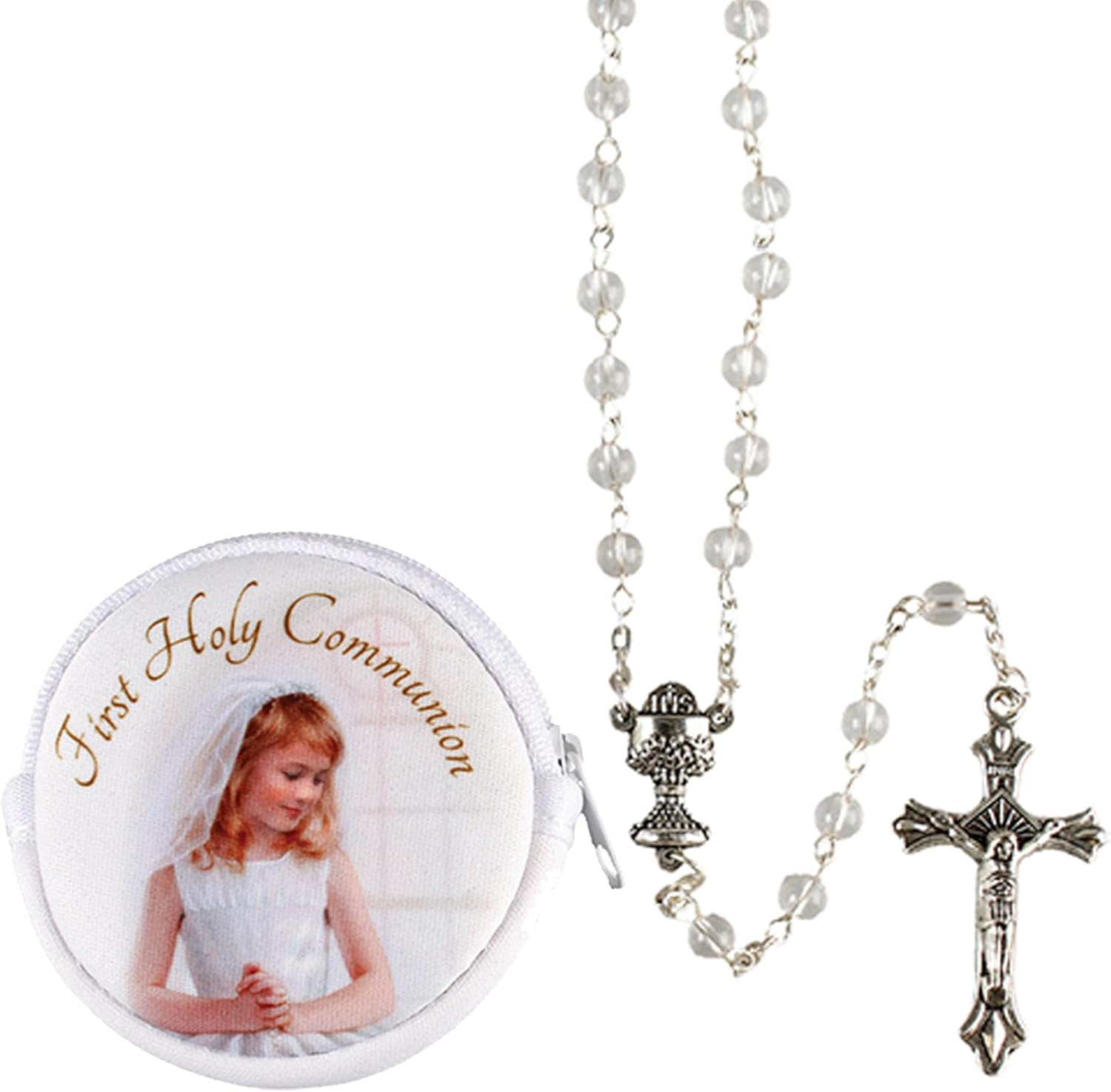 Widdle Gifts First Holy Communion Clear Rosary with Colourful Purse Keepsake