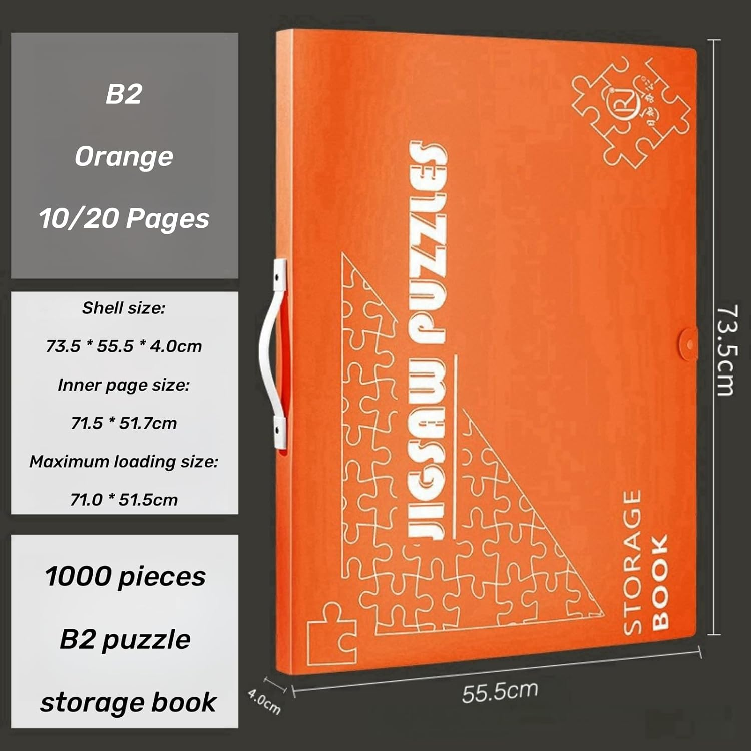 Large Puzzle Storage Folder 1000-Piece Puzzle Storage Keeper with 10/20 Pages Side Insertion Puzzle Organizer Album Saver for Valentine Day Gift (Black1,20Pages) image number 4