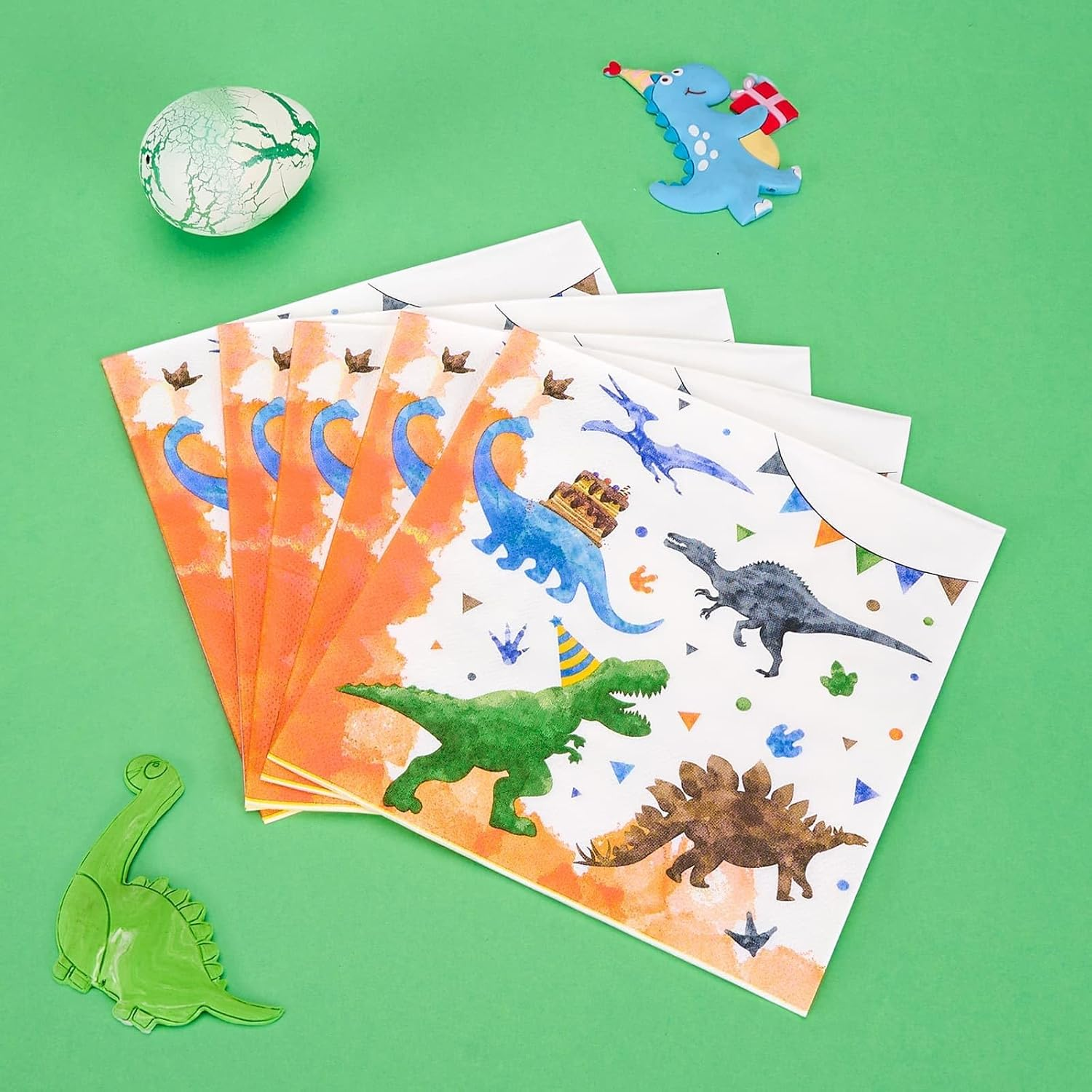 Watercolor Dinosaur Party Supplies - 50 PCS Dinosaur Birthday Party Decorations for Boys Kids Disposable Paper Napkins for Dino Themed Party Baby Shower Family Dinner Summer Party Favor image number 6
