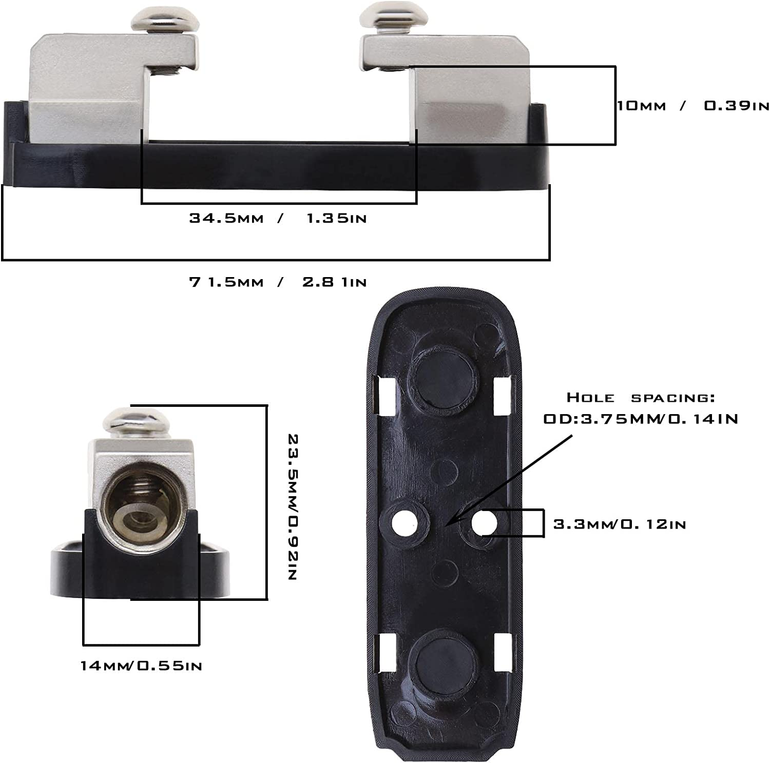 SING F LTD 2PCS Mini ANL Fuse Box Holder Fuse Base Block for Electronic Electrical Power Charging Car Audio RV Audio Modification 150A 32VDC image number 5