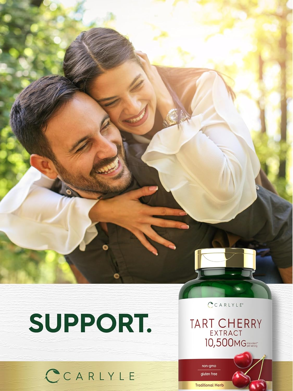 Tart Cherry Capsules | 10,500 Mg | 200 Count | Max Potency | Non-Gmo, Gluten Free | Tart Cherry Juice Extract | by Carlyle image number 1