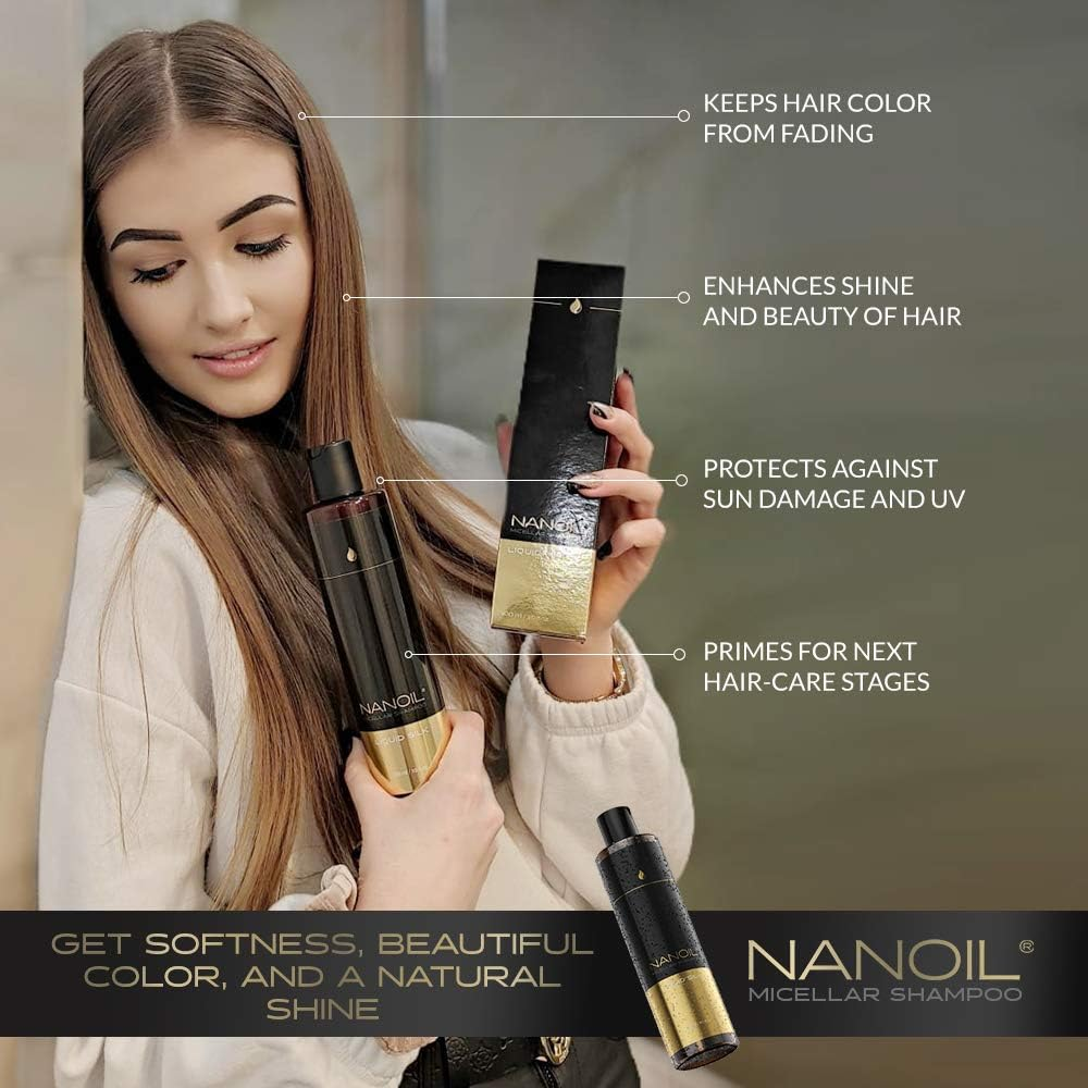 NANOIL Micellar Shampoo with Liquid Silk, Smoothing, Smoothing, More Elasticity, Clean Hair and Scalp, 300 Ml image number 2