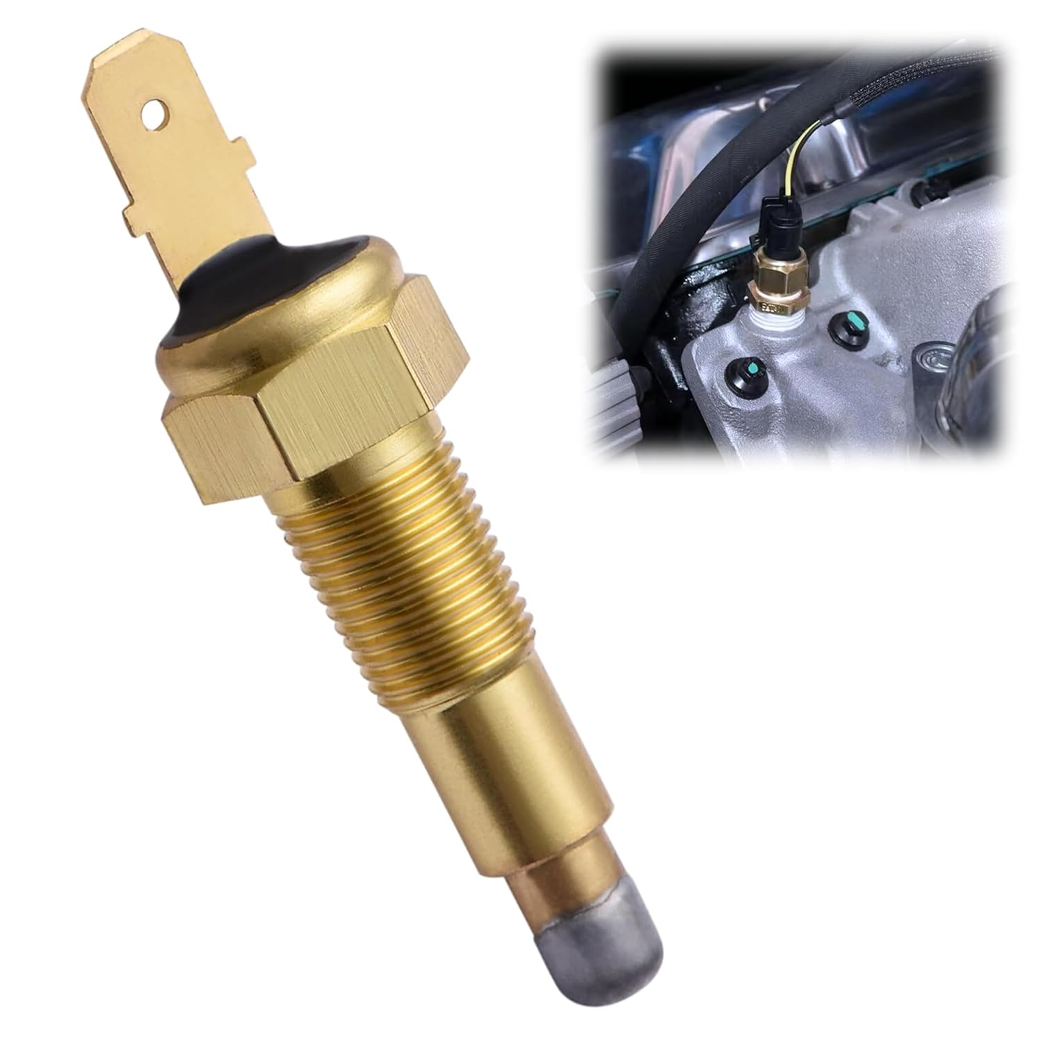 Fan Thermostat Temperature Switch 1/8" NPT,190'F on - 175'F Off,Automotive Engine Electric Radiator Cooling Fan Temperature Switches Sensor for Cars Trucks,Auto Parts