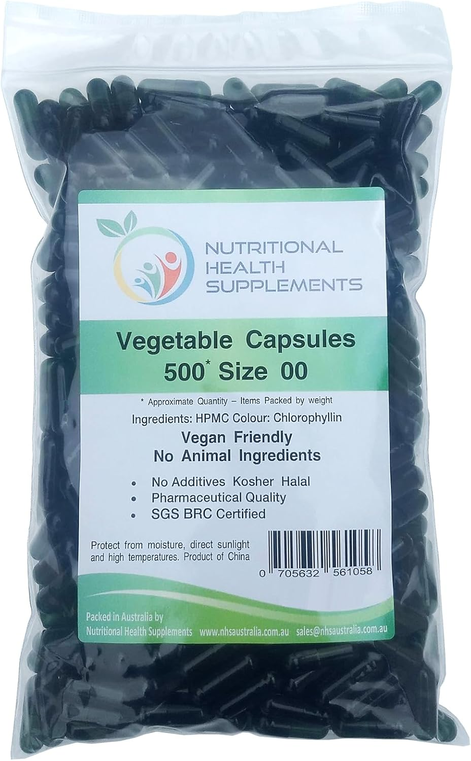 500 Size 00 HPMC Empty Veggie Caps Vegetable Vegetarian Vegan Capsules - Chlorophyll Green image number 1
