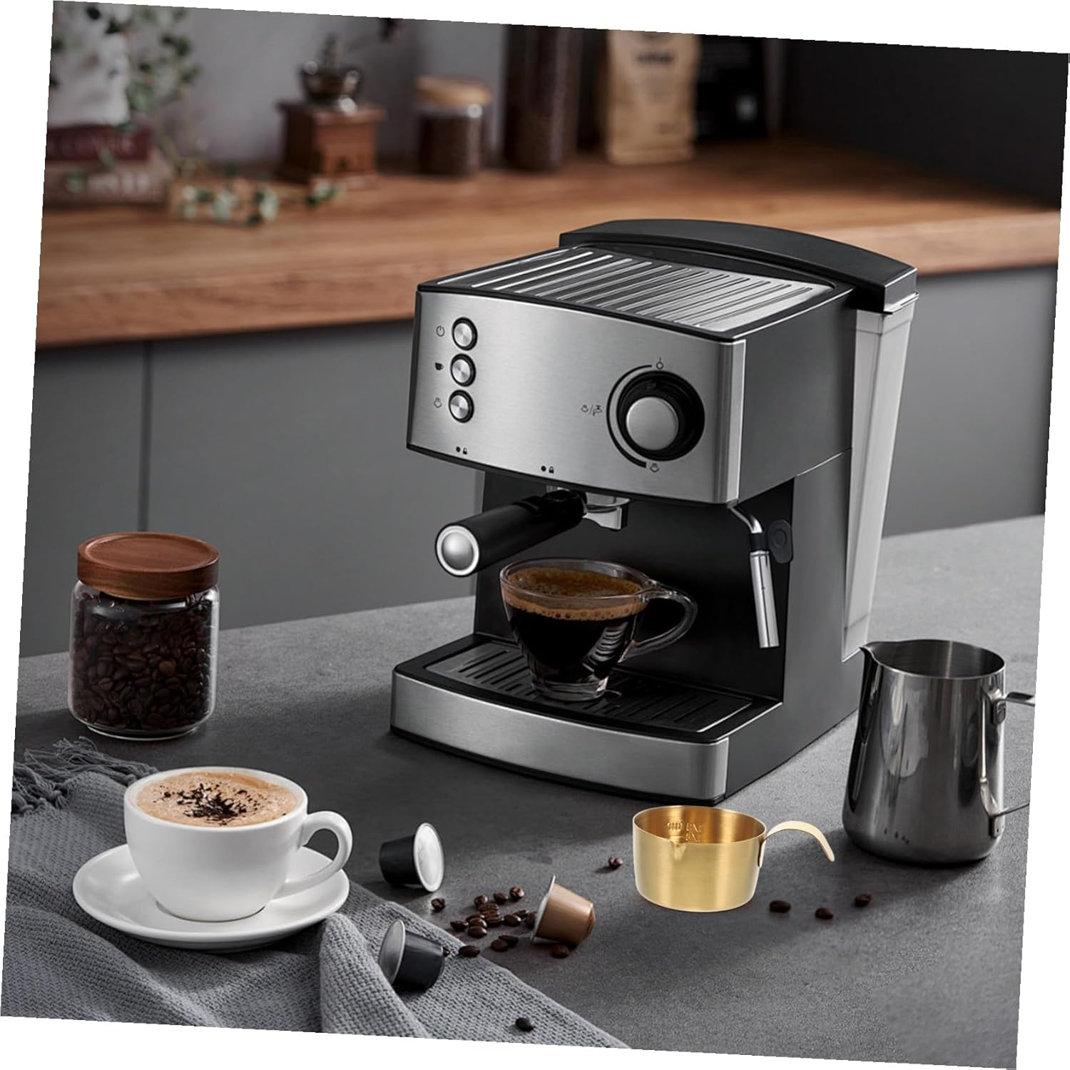 Ipetboom Stainless Steel Extraction Cup Measuring Cup for Espresso Shots Frothing Pitcher Pour Spout for Coffee Brewing