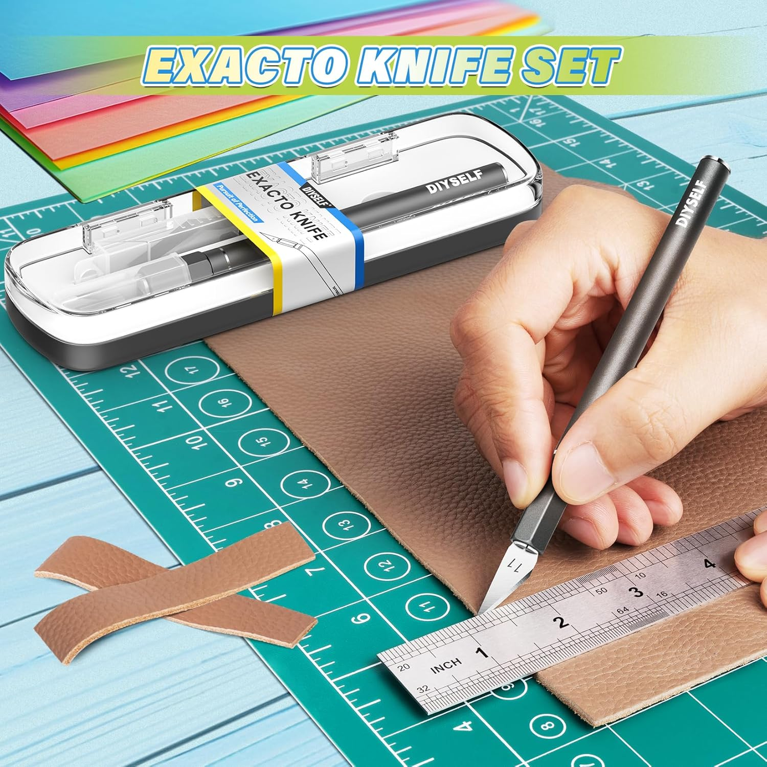 DIYSELF Exacto Knife, 12 Pcs Exacto Knife Set with Case, Craft Knife, Hobby Knife, Exacto Knives for Crafting, Scrapbooking, Rubber Stamps, Handmade Work, Precision Knife with #11 Blades image number 2