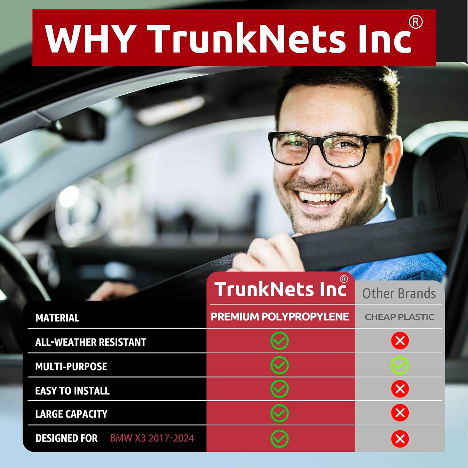 Trunk Floor Style Cargo Net for BMW X3 2017-2023 image number 1