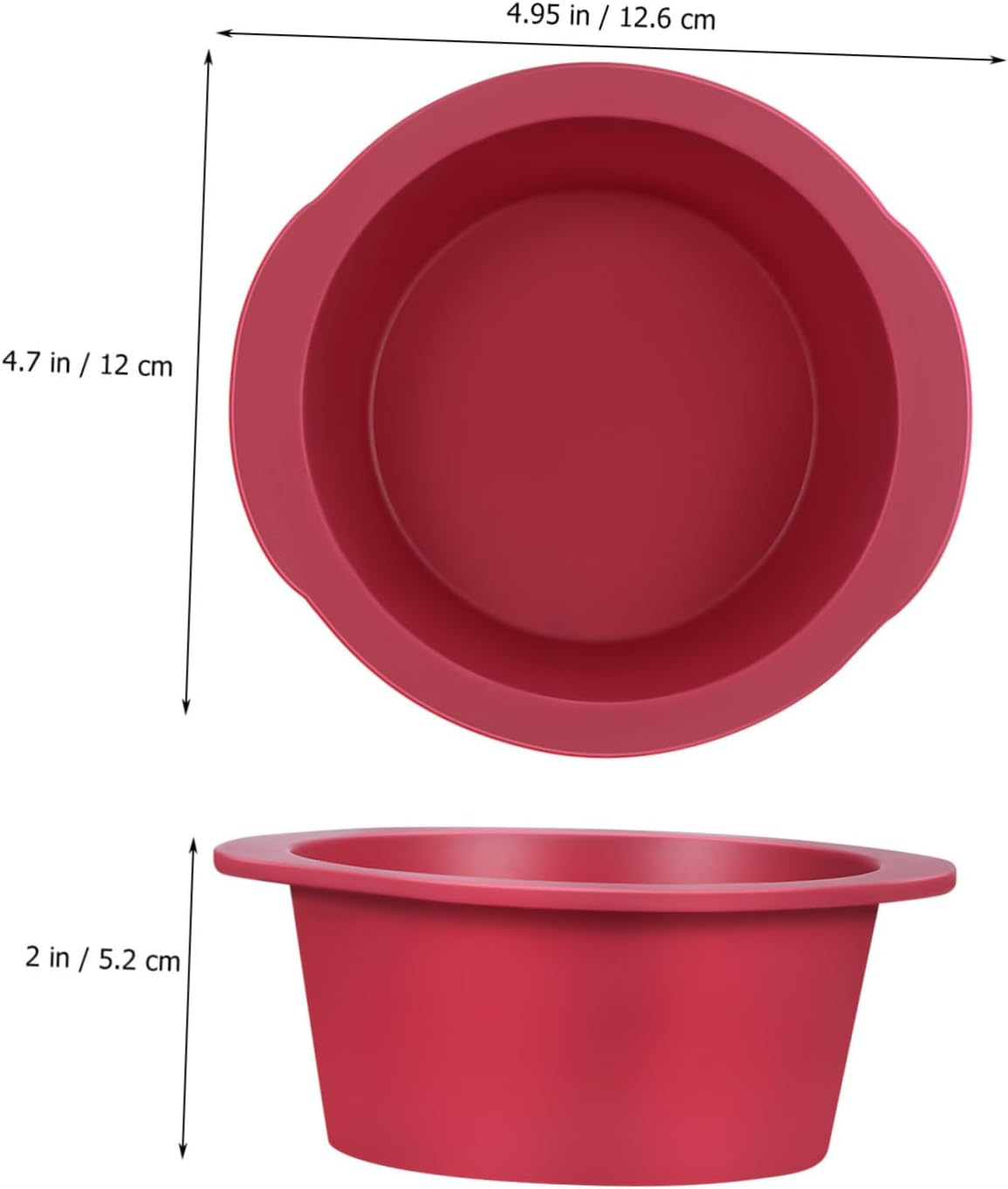 LABRIMP 2Pcs Mini round Silicone Cake Pans Non Stick Reusable Bakeware Tins for Baking Desserts and Chiffon Cake Elegant Wine Red Moulds for Home and Party Use Beginner Friendly