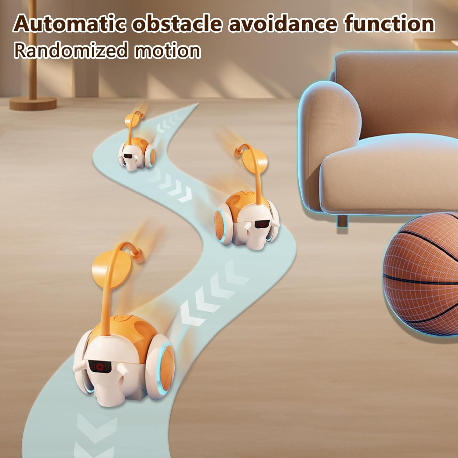 Oiuyamn Interactive Smart Cat Toys, Automatic Obstacle Avoidance Cat Toys, Cat Mouse Toys for Bored Indoor Cats