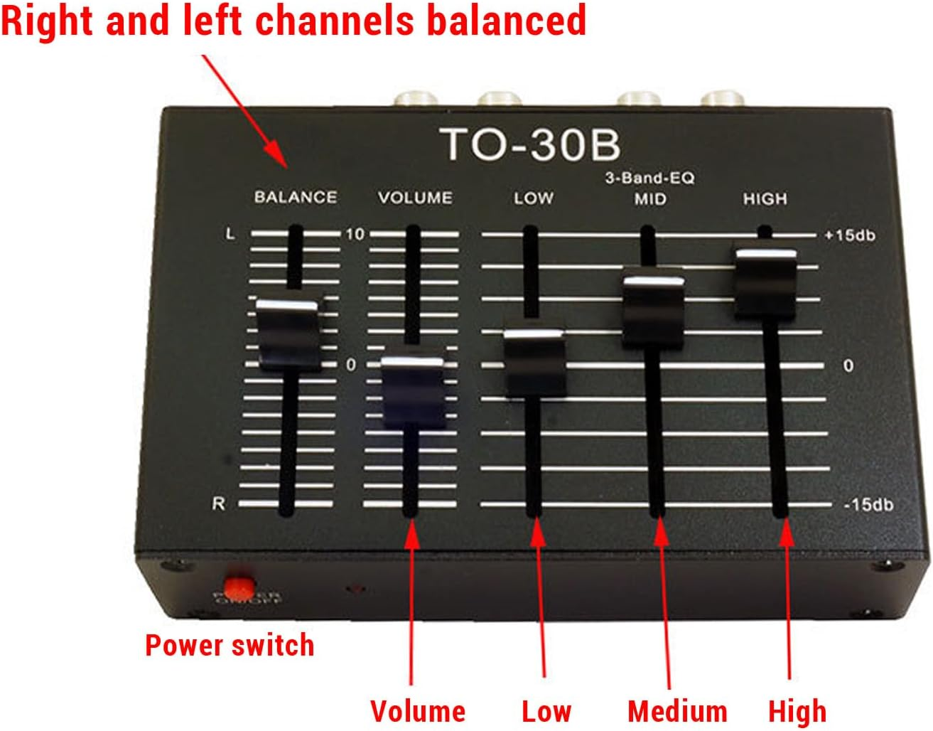 Stereo EQ Equalizer, 3 Band Equalizer Stereo EQ Preamp, High Medium Low 3 Band Sound Channel Balance Volume Control Preamp for Home Stereo image number 5