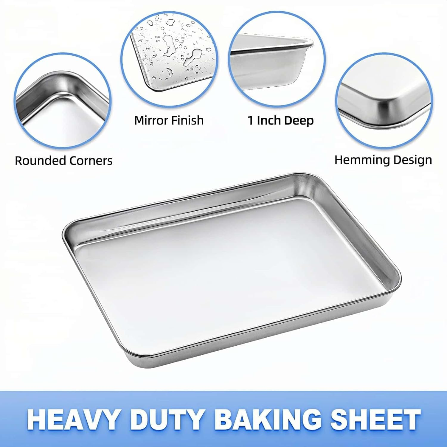 304 Stainless Steel Baking Sheet Tray with Wire Rack, Oven-Safe Roasting Pan & Cooling Rack for Cooking, Grilling & BBQ image number 1