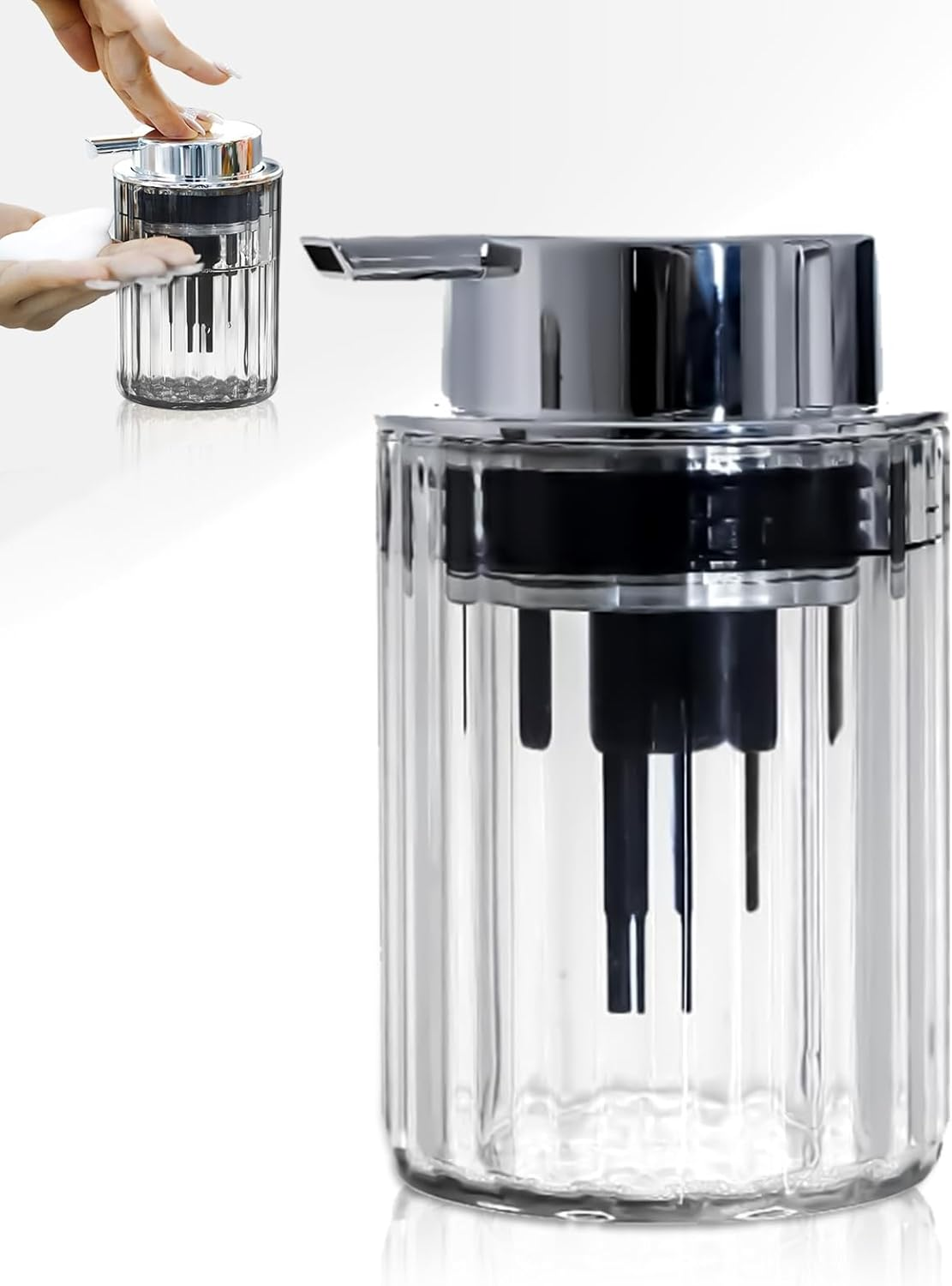 BRARIOS Pump Dispenser Face Wash Push Type Refillable Soap Dispenser Light Luxury Manual Leakproof Thick Foam Large Capacity Portable Durable Kitchen Company Home Holidays (Grey)