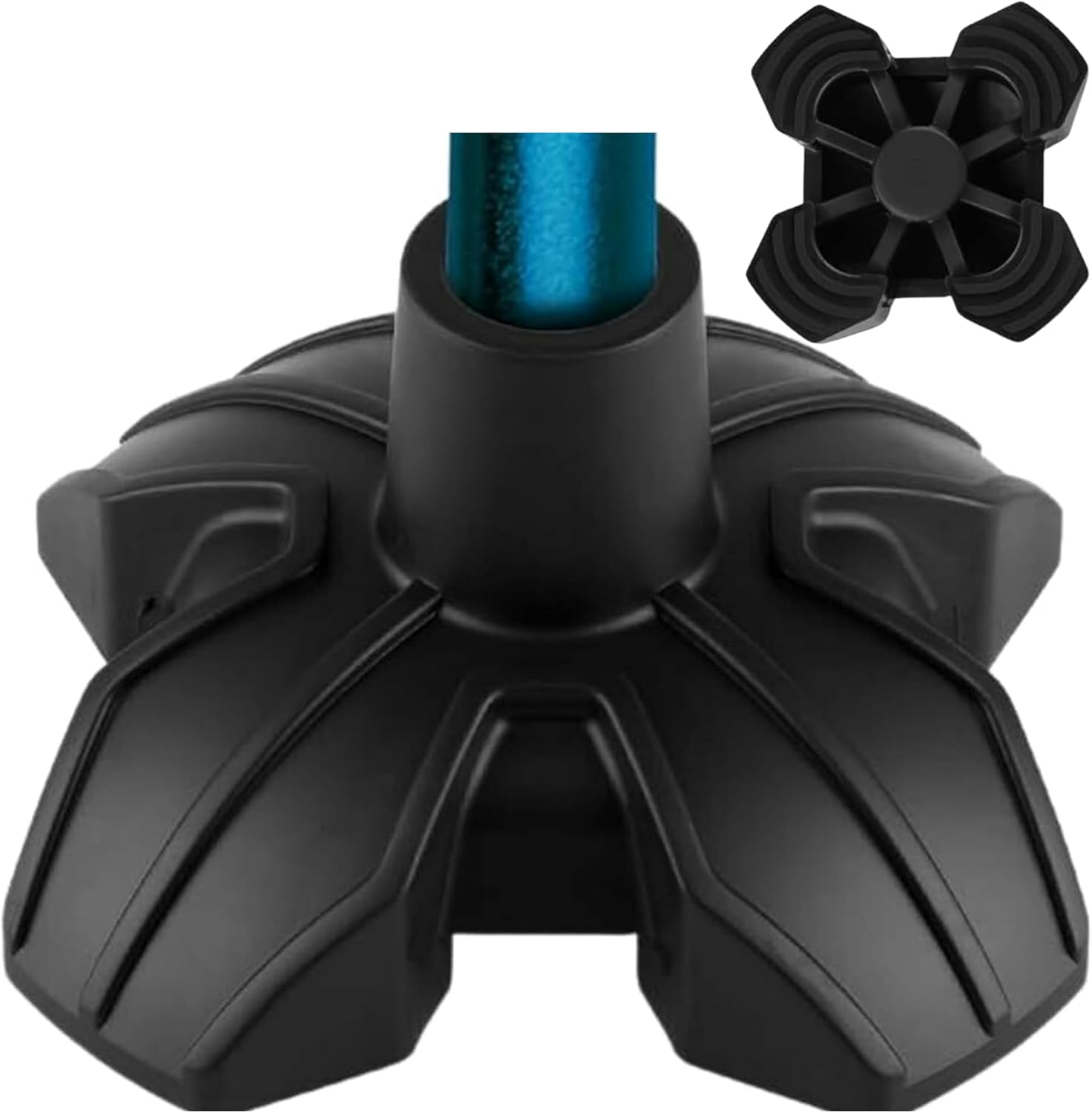 Cane Rubber Tip - Self-Standing Walking Sticks Accessories - Fits 3/4 Inch or 19 Mm Canes - Quad Base for Stability - Seniors Durable Walking Cane Tip - Elderly Aids for Daily Living (Black) image number 4