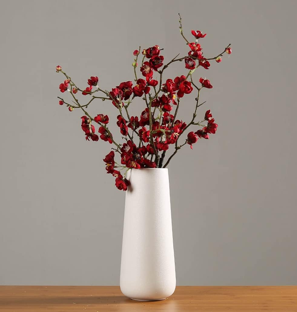 28 CM Tall Matt White Ceramic Vase for Flowers & Pampas Grass, Classic Rustic Style Decorative Vases for Home Decor Table Centerpieces image number 3