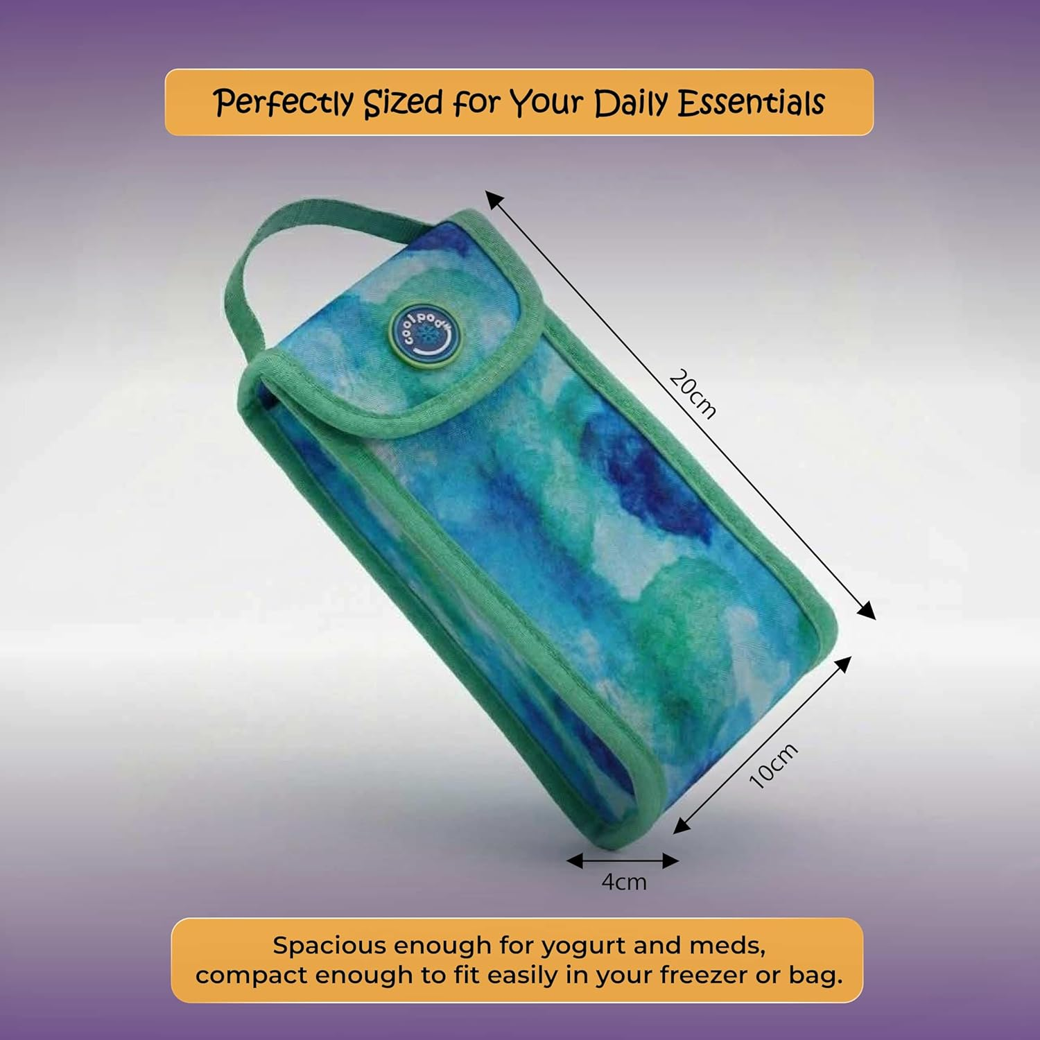 COOLPOD Freezable Kids Yogurt Squeeze Pouch Cooler &ndash; 9.5X4X20 Cm Mini Insulated Pouch Keeps Snacks Fresh up to 8 Hours - Reusable&ndash; Ideal for School, Travel & Picnics (Sage) - Dinosaur image number 3