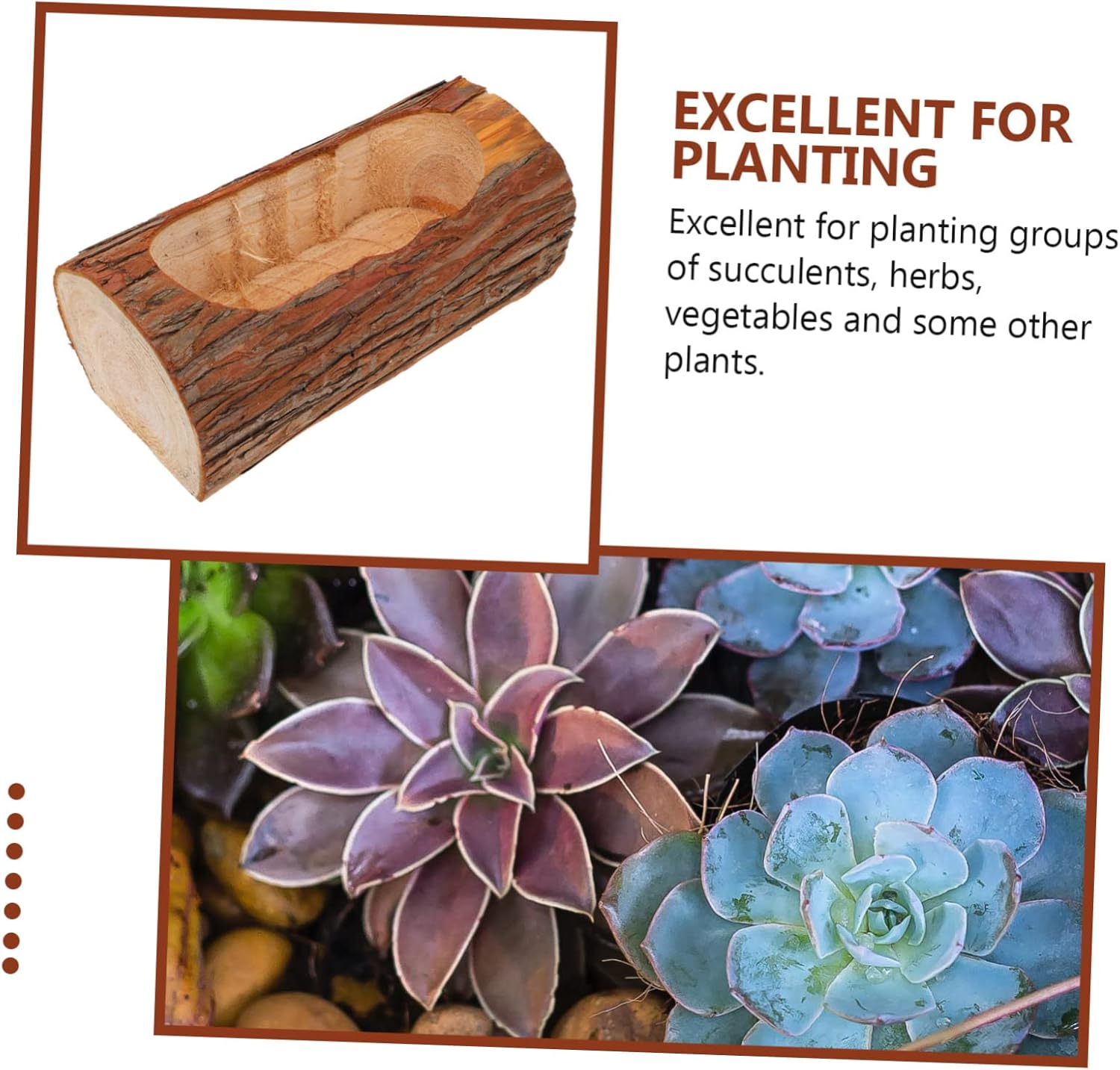 Rustic Wooden Flowerpot for Outdoor Plant Succulent Garden Decor Plant Pot image number 6