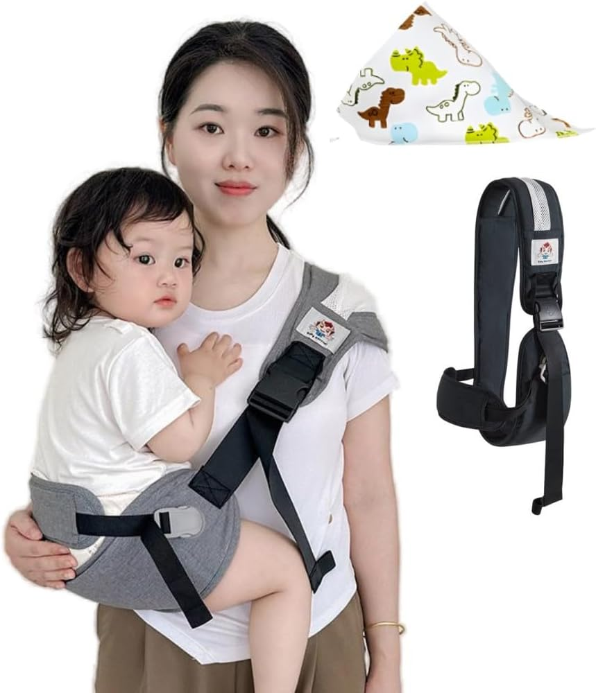 Toddler Sling Carrier Lightweight Baby Hip with Seat for Toddler, Slings Carrying Non-Slip Side Big Kid Holder Chest Wrap 6-48 Months Infants & Toddlers (14-45 Lbs) - Black