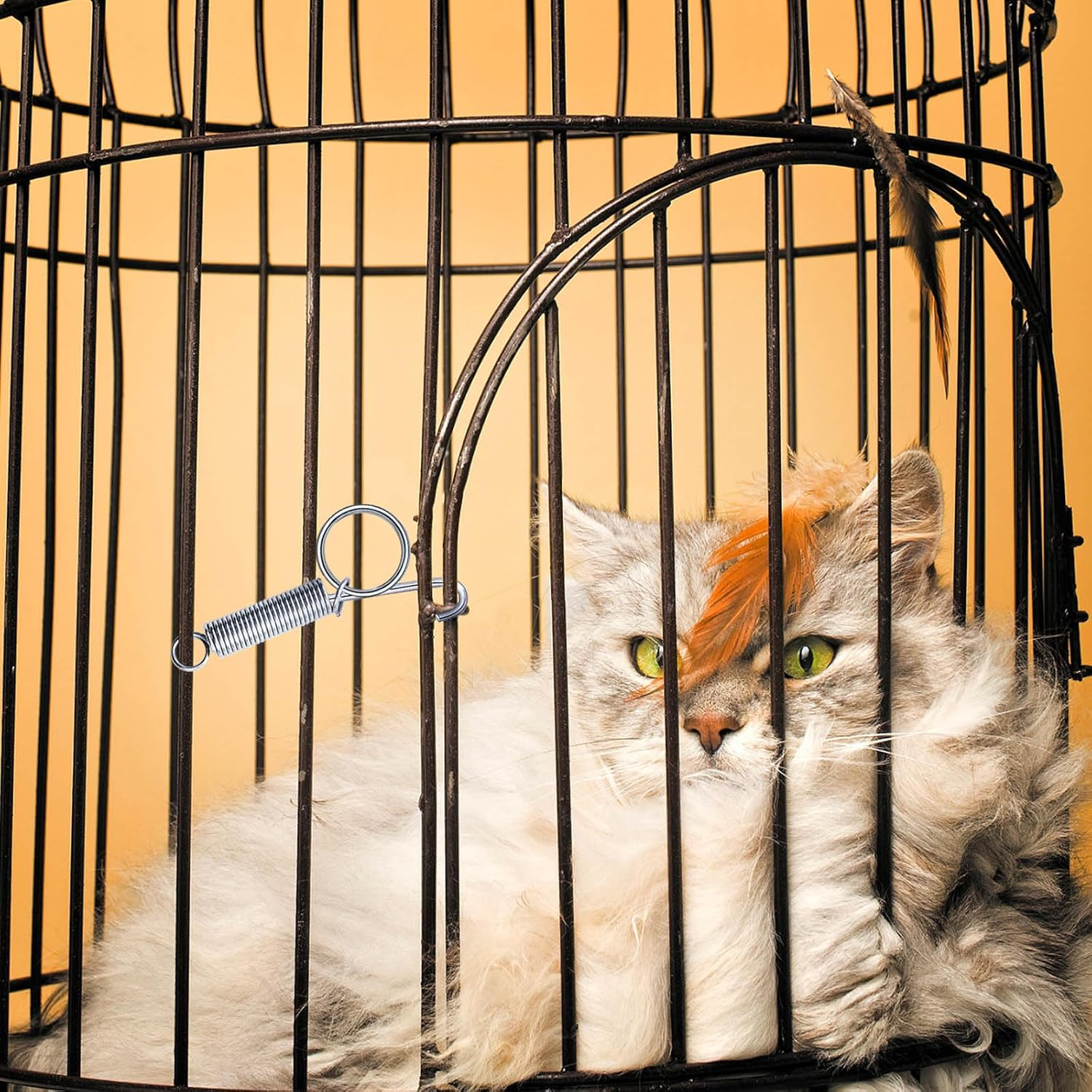 24Pcs Silver Metal Finger Spring Hook Lock Spring Latch for Stabilized Bird，Cat， Hamster， Rabbit，Dog，Parrot，Hedgehog Pet Wire Cage Door