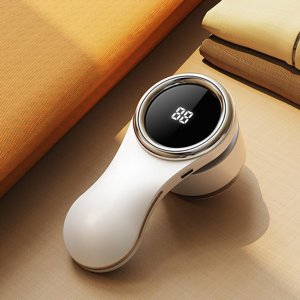 Frafuo Fabric Shaver-Electric Lint Remover with 6 Leaf Blades and Digital LED Display-Portable Sweater Defuzzer Remove Clothes Fuzz, Lint Balls, Sweater, Couch, Blanket, Curtain (White, 3 Cutters) image number 6