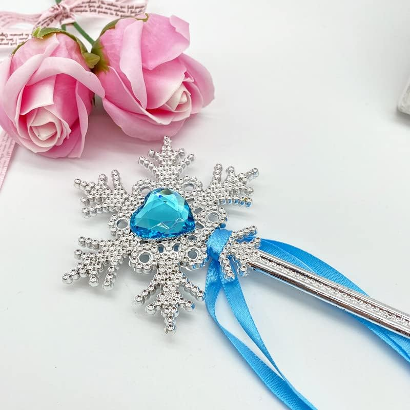 Kuzhi Frozen Elsa Crown Tiara and Wand Set &uml;C Silver Heart Jewel &iexcl;&shy; - Blue image number 2