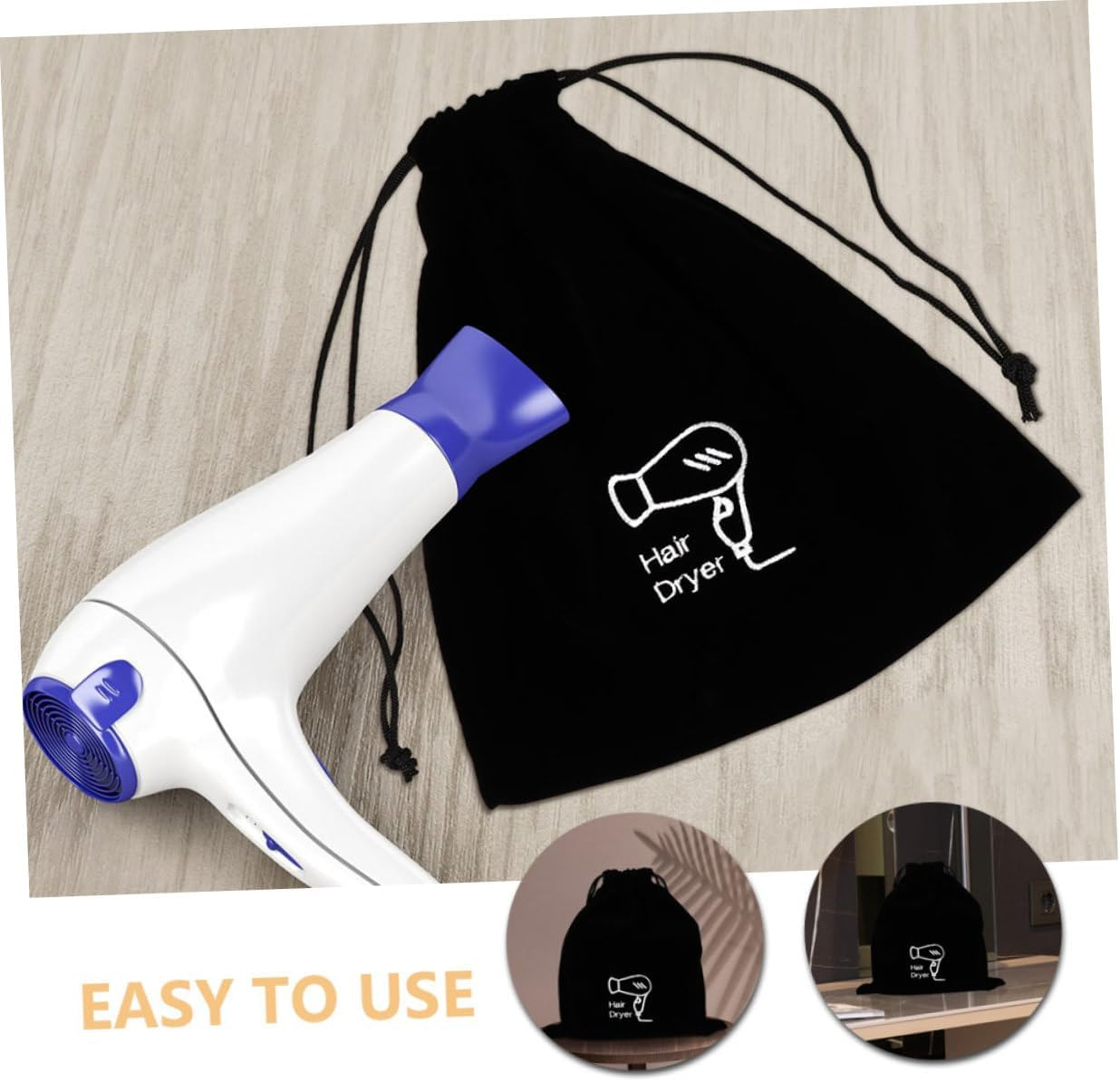 FRCOLOR 4Pcs Travel Bag for Hair Styling Tools Hair Dryer Organizer Drawstring Pouch image number 6