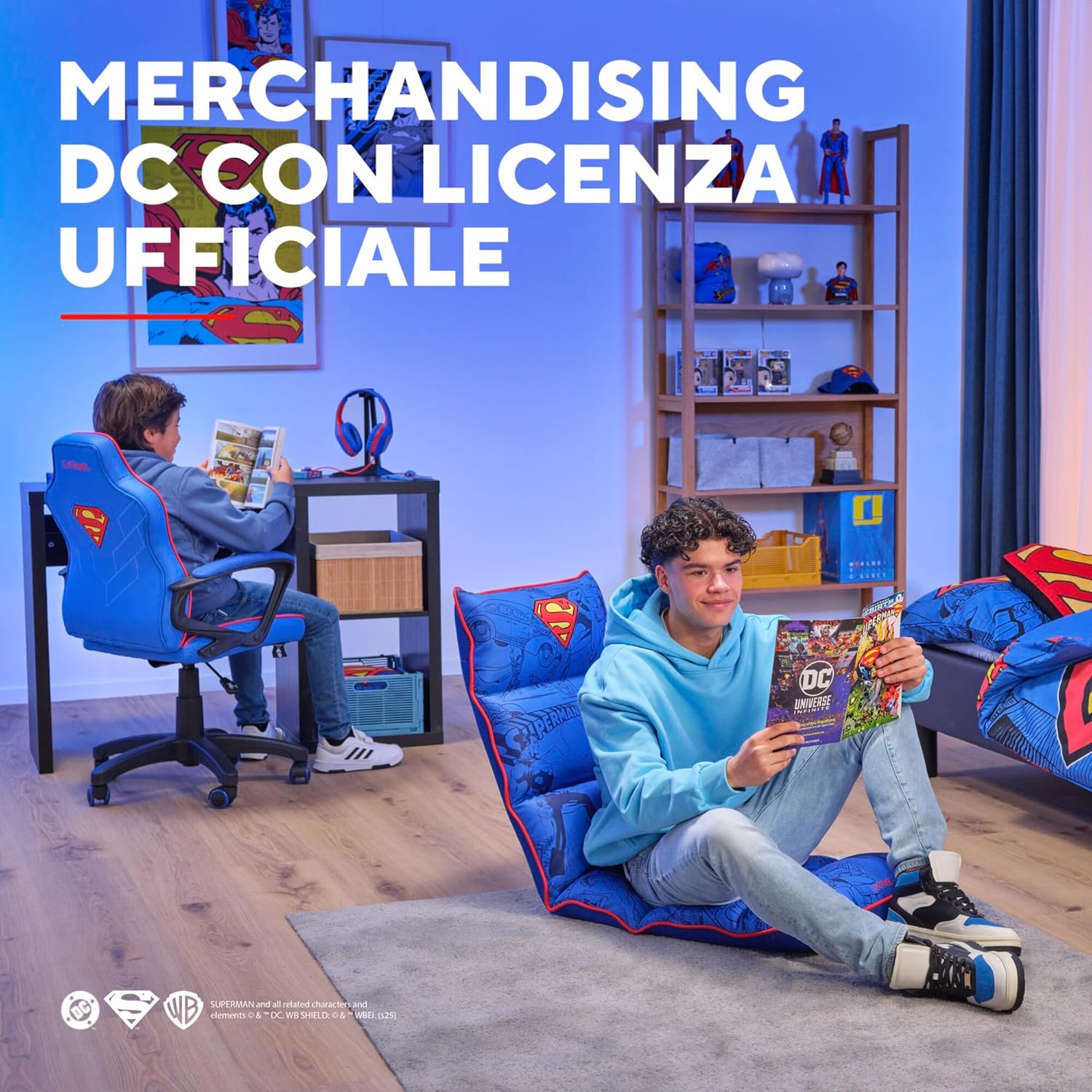 Gxtrust 415SM Zirox Superman Licensed Gaming Headset for PC Xbox PS4 PS5 Switch Mobile, 3.5Mm Jack, 50Mm Drivers, 2M Cable, Foldaway Microphone, Lightweight Over-Ear Wired Headphones, Blue/Red image number 3