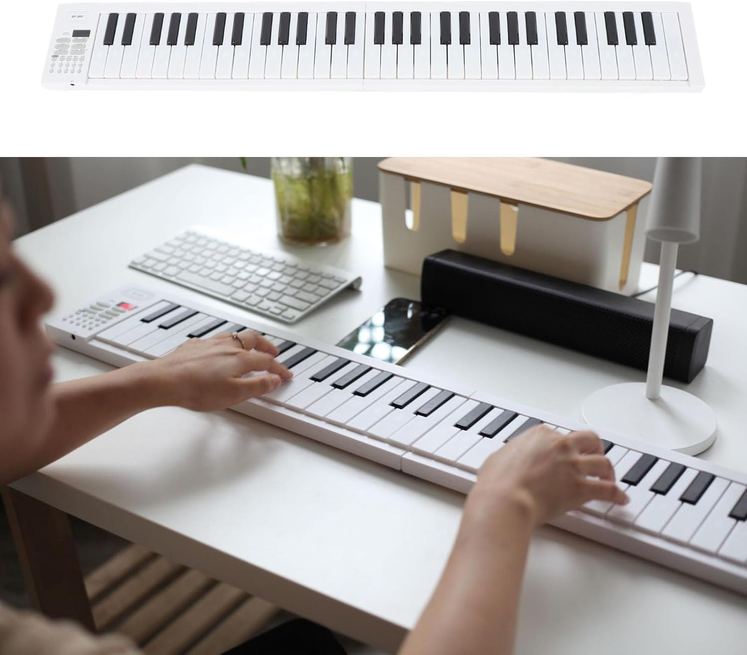 61 Key Foldable Piano, Portable Electric Keyboard with Full Size Keys, Recording, Playback, for Beginners, Students, Professionals image number 3