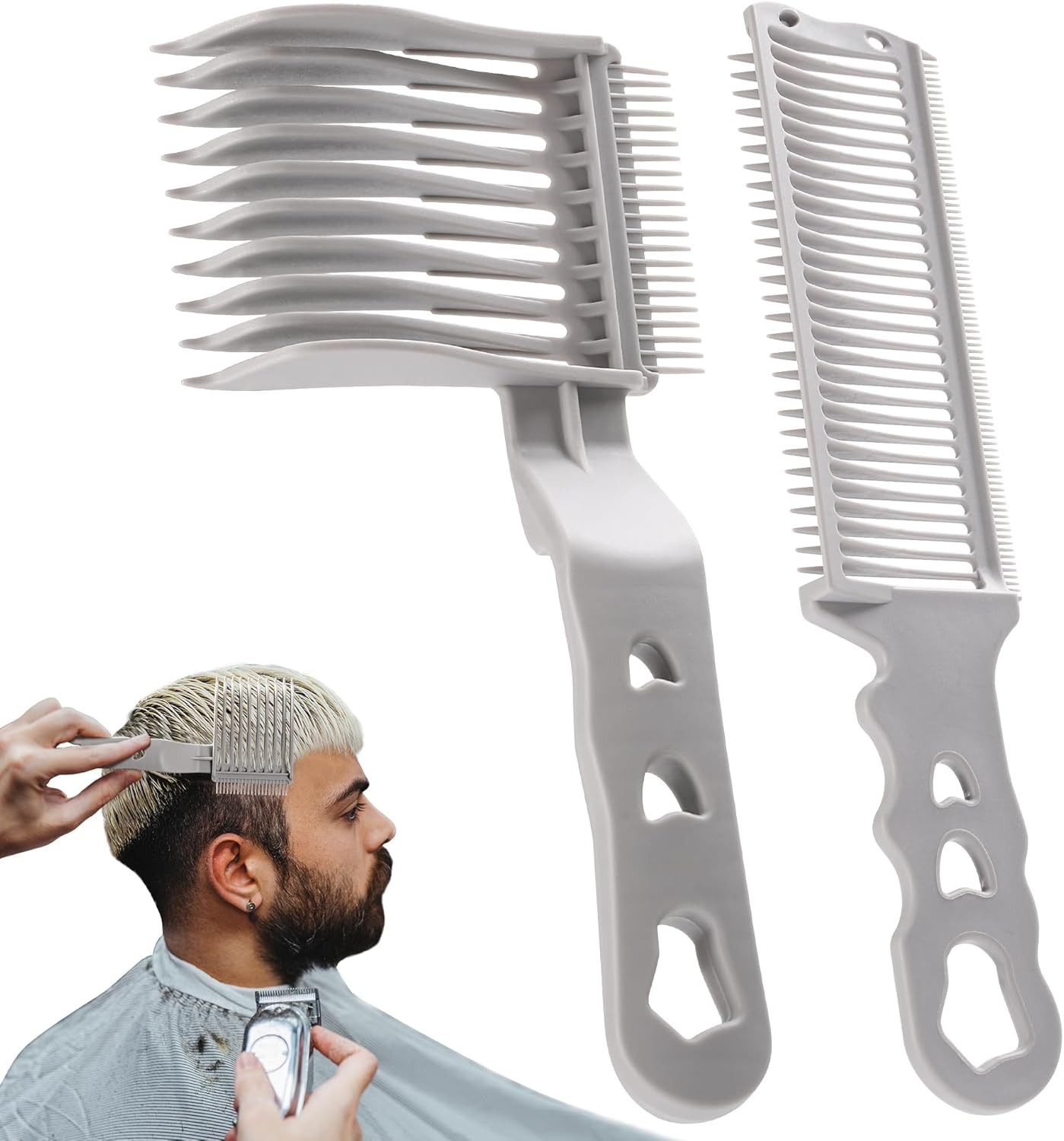 2Pack Blend Friend Fade Comb - Professional Barber Fading Comb for Men, Versatile Haircut Tool with Blend Frend Design, Ideal for Fade Styling at Home, Salon or Professional Use (Gray) image number 1