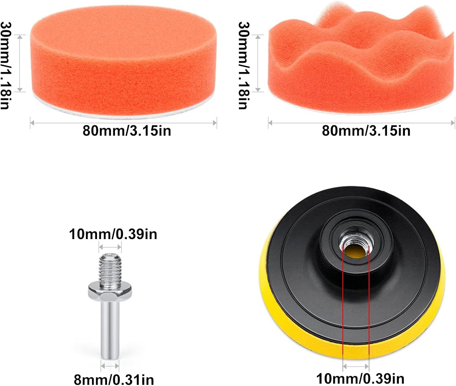 3 Inch 22 PCS Car Foam Drill Polishing Pad Kit, Car Sponge Buffing Pads, Woolen Buffer Pads, Suction Cup with Drill Adapter for Polishing Waxing Sealing Glaze(Color:Colorful) image number 4