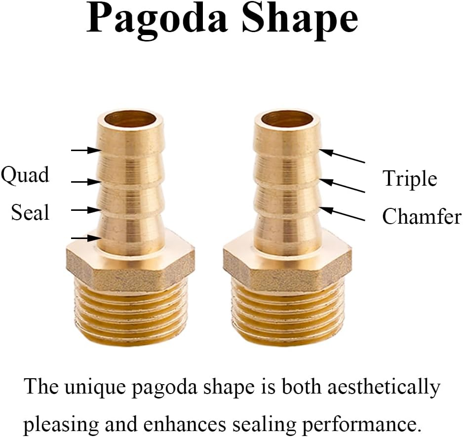 2PCS Brass Barb Hose Fitting, 1/2 Inch BSP Female Thread Barbed Tail Hose Pipe Connector Adapter, Garden Hose Coupler Joint for Fuel Air Gas Water Oil (12Mm) image number 6