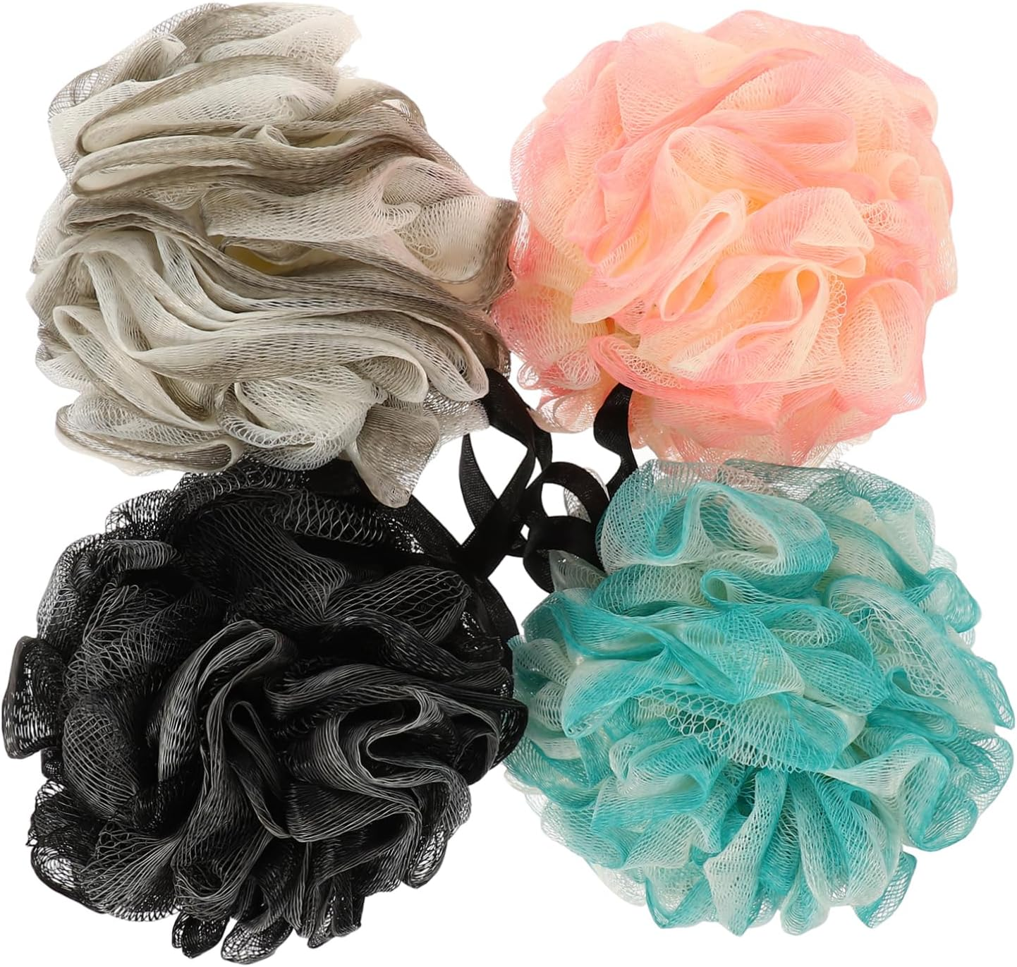 HAPINARY 4Pcs Bath Ball Soft Pe Exfoliating Shower Loofah for Gentle Cleansing for Grey image number 1