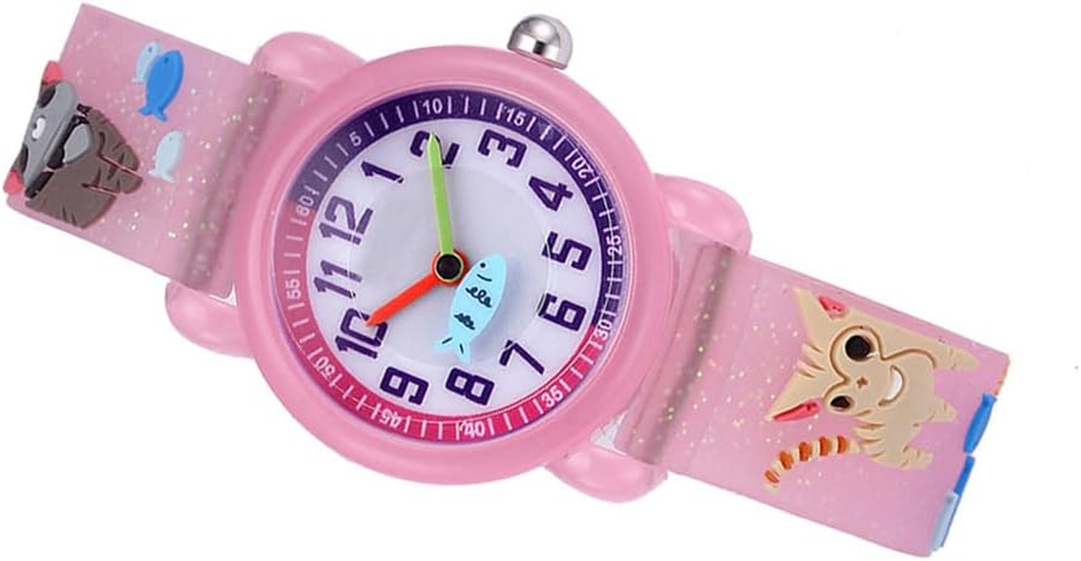 Gatuida 2Pcs Wrist Pink Kids Quartz Students Watches Cartoon image number 1