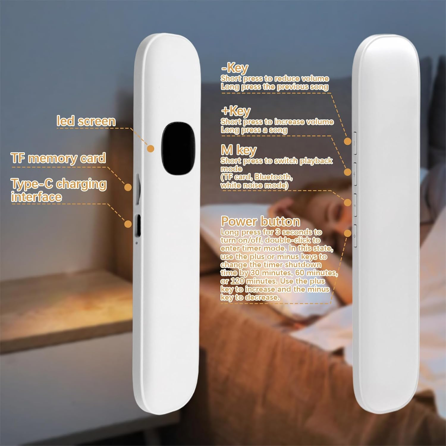 Bluetooth Pillow Speaker, Bone Conduction Sleeping Speaker with Timer Function and Stereo Bass Noise under Pillow Speaker for Sleeping Sounds/Meditation/Deep Sleeping(White) - Blue image number 4