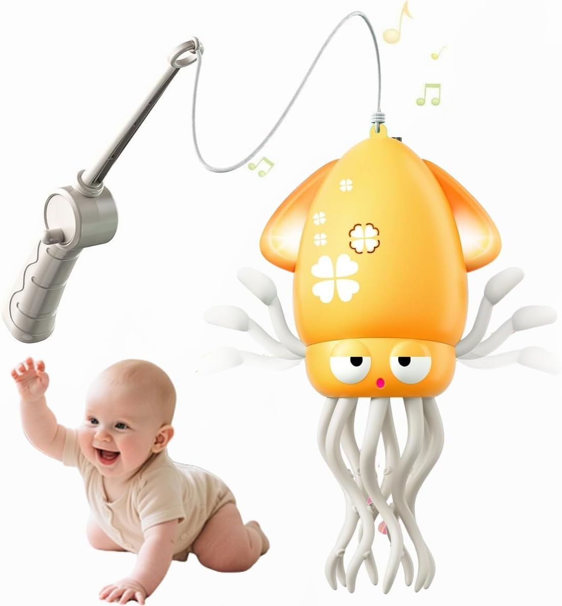 Magic Dancing Octopus Toy - Smart Obstacle-Dodging Robot with LED Light Show & Music, USB Rechargeable Tummy Time Squid Toy for Babies | Electric Crawling Octopus |Baby Toys for 3+Year Old Kids(Green)