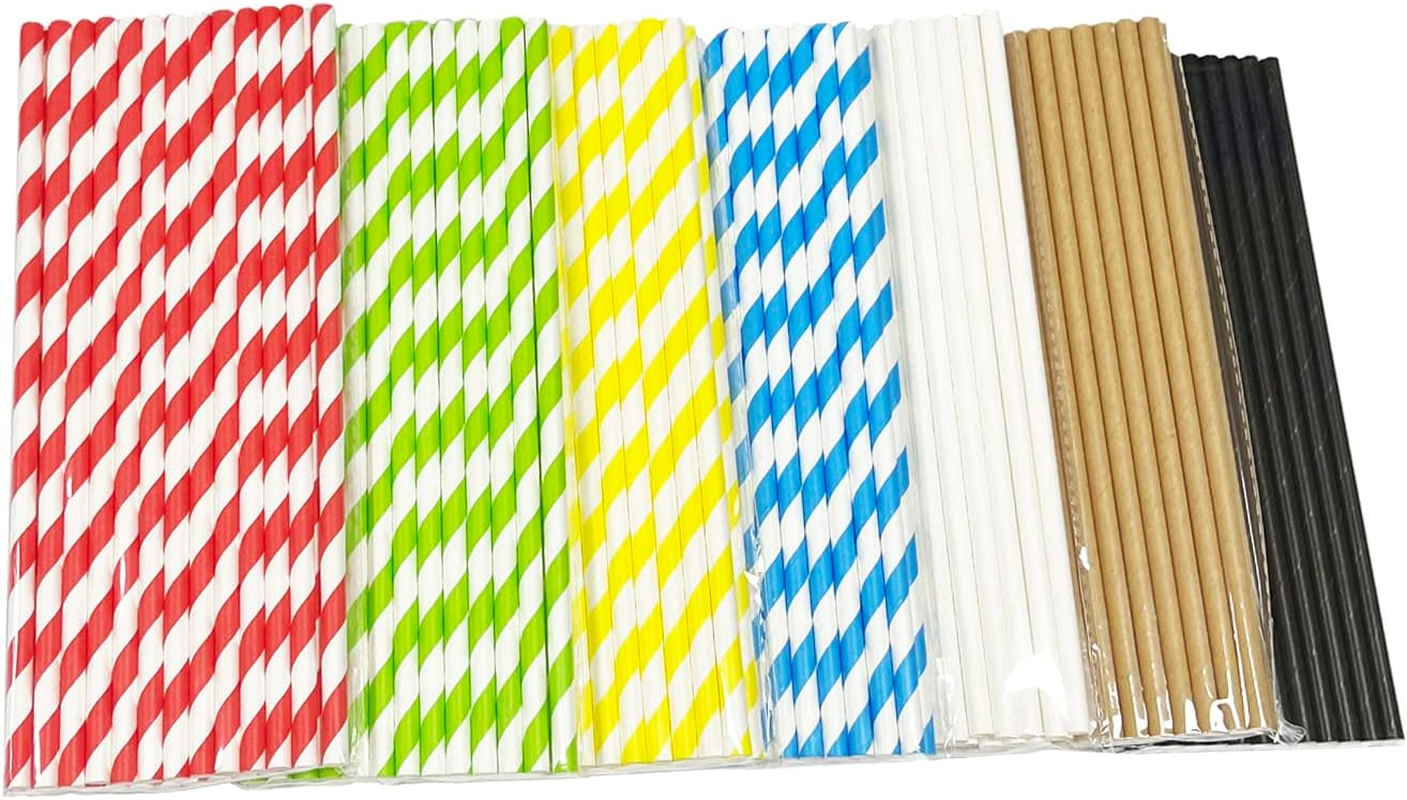 50Pcs Paper Drinking Straws, Biodegradable Paper Straws for Drinking Cocktail, Coffee, Cold Drinks (Black) - Blue image number 6
