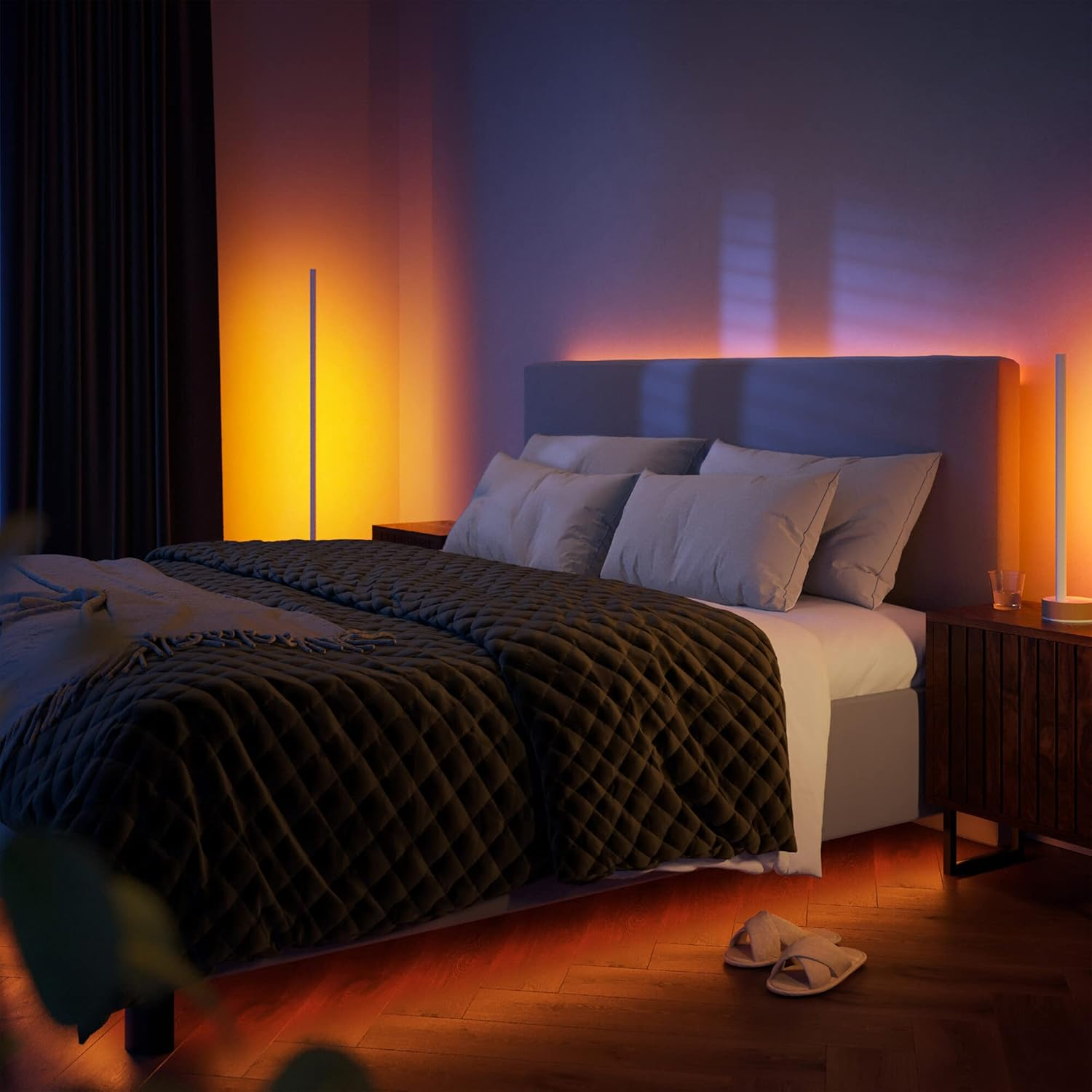 Philips Hue Gradient Signe White & Colour Ambiance [Oak Finish] Smart Table Light LED with Bluetooth. for Bedroom, Livingroom. Compatible with Alexa, Google Assistant and Apple Homekit.