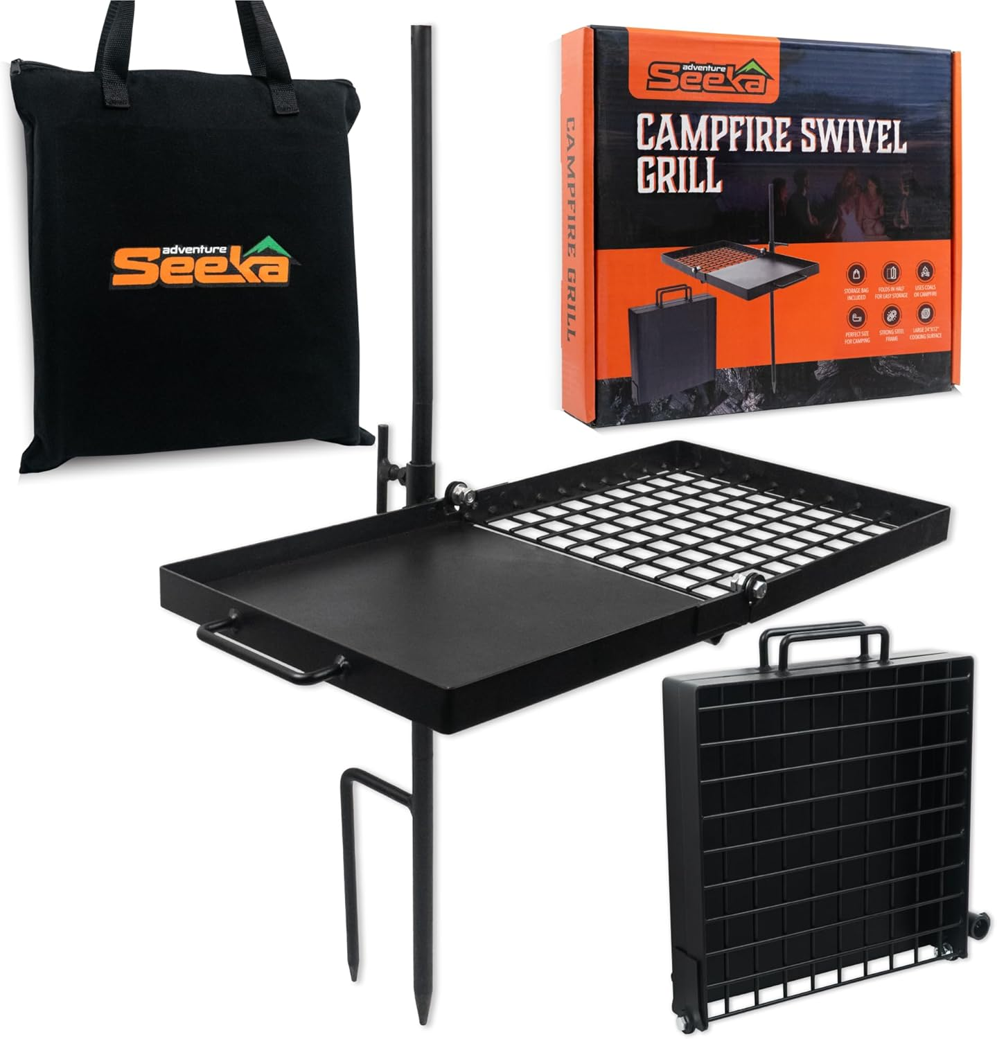Campfire Swivel Grill, Heavy Duty Adjustable Fire Pit Grill Grate, Cooking Rack for Outdoor Camping image number 5