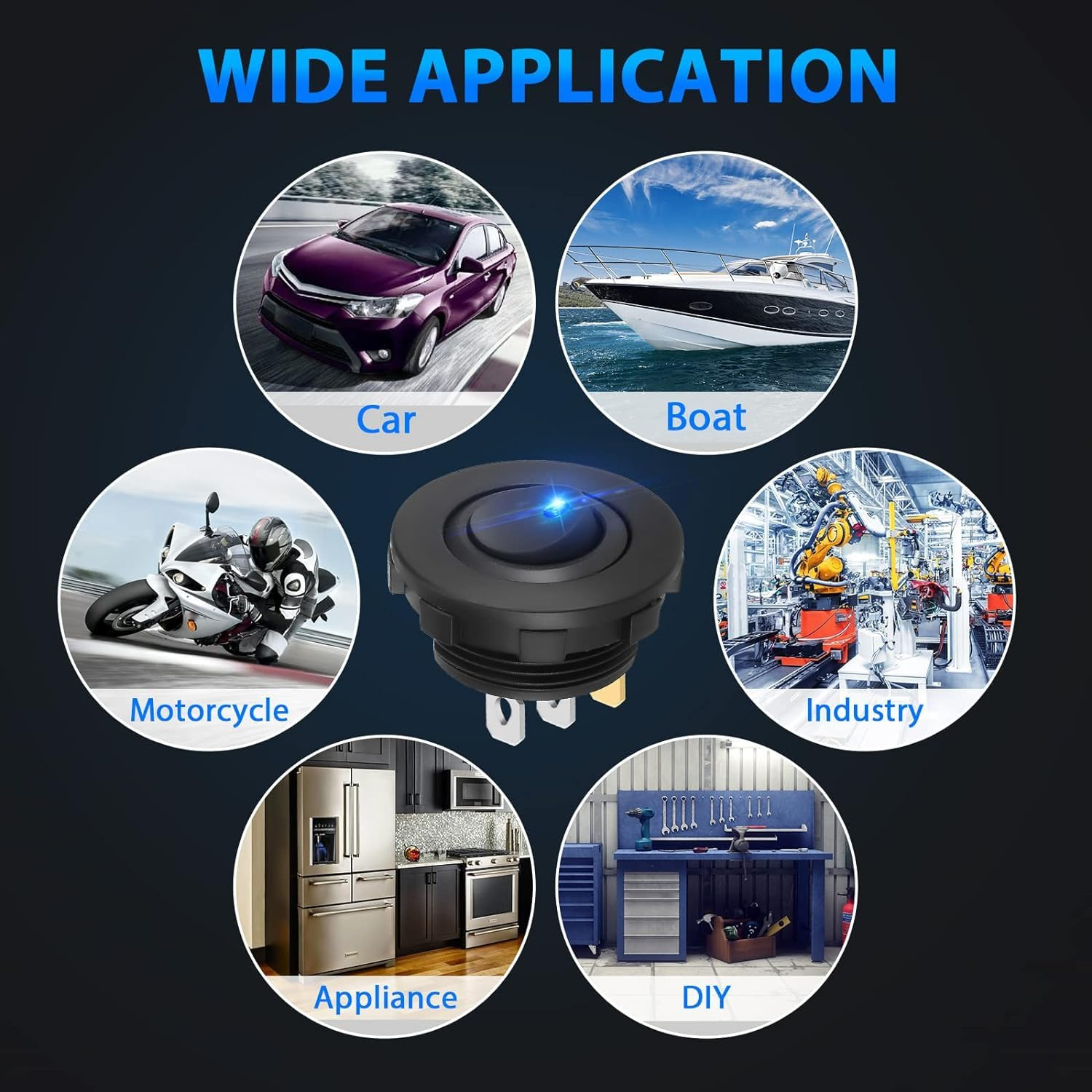 4Pcs Car 3 Pin Control Switch Replacement LED Lighting round Switch - Retrofit Control Switch Accessories for Rvs, Campers, and Boats (4Pcs) image number 5