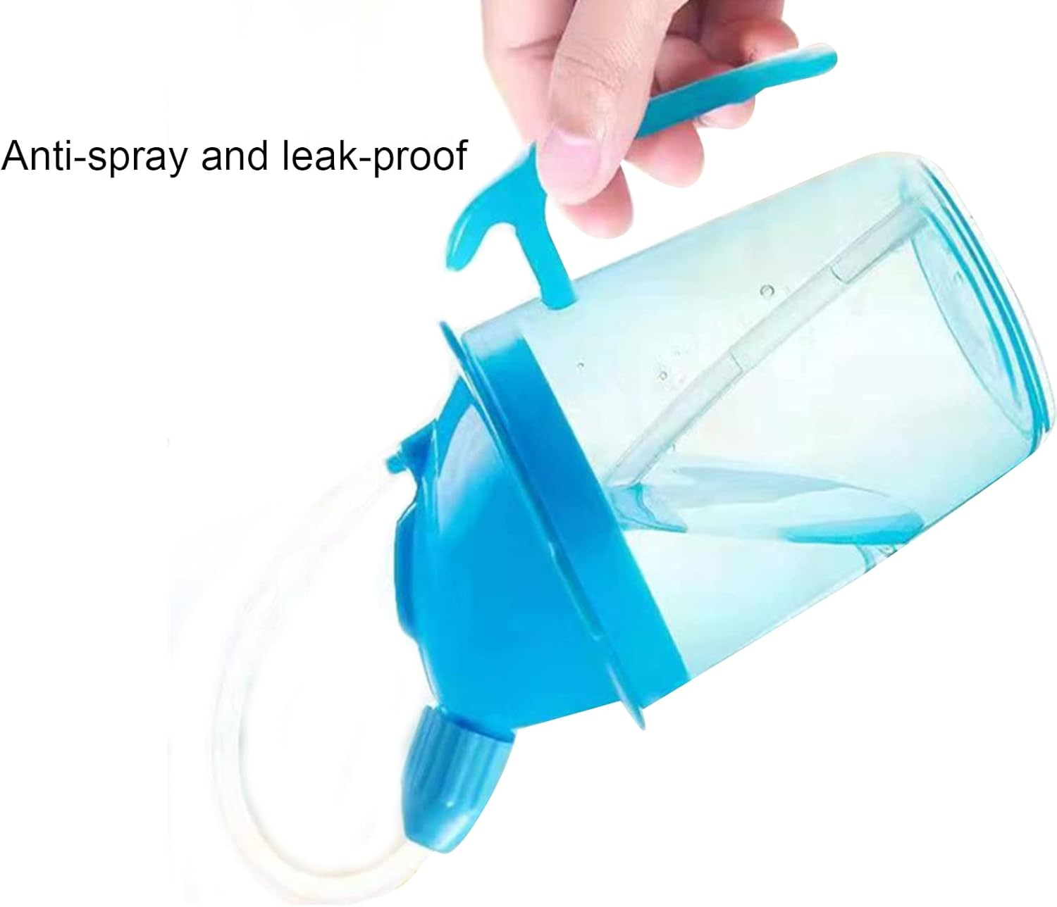 VOPHIA Drinking Beaker Cup for Disabled Adults, Convalescent No Spill Feeding Cup with Straw for Elderly Maternity Drink Water Porridge Soup 350Ml (Blue) image number 6