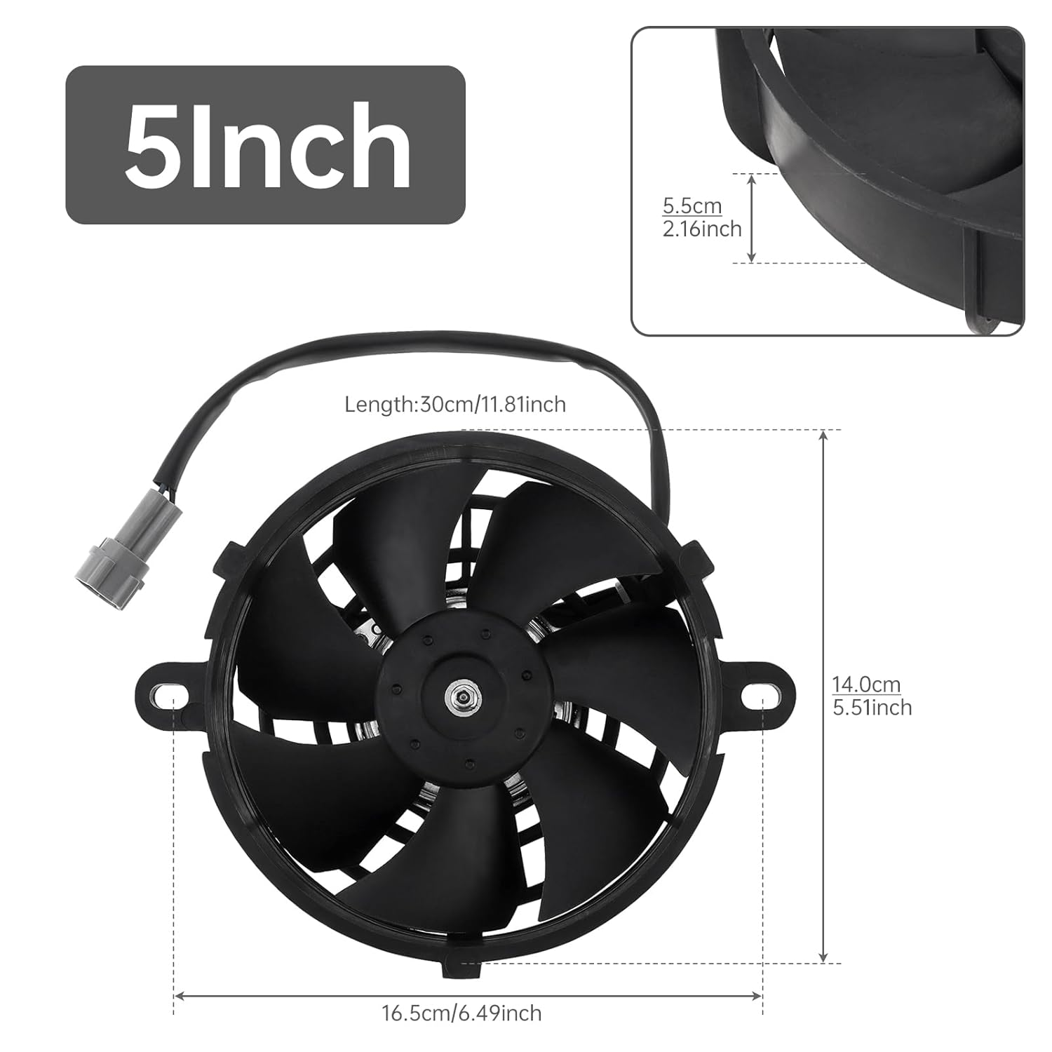 Windance Universal Motorcycle Radiator Cooling Fan for Pit Dirt Bike Motocross ATV UTV Quad Go Kart Buggy, Oil Cooler Water Cooler Electric Fan (5Inch) image number 2