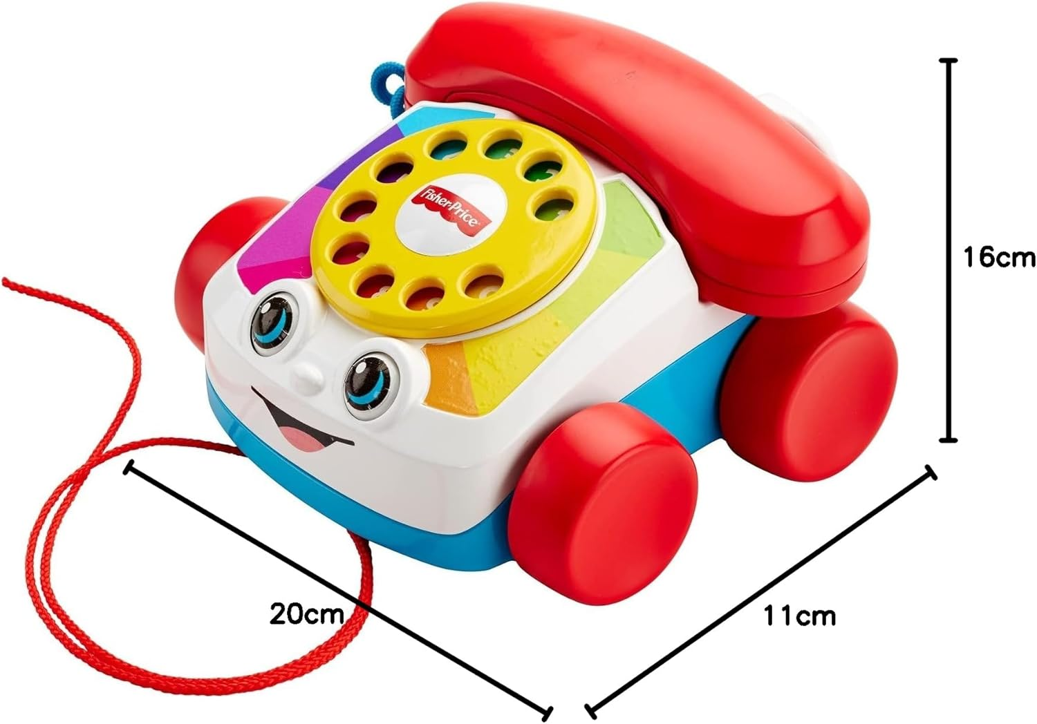 Fisher-Price Toddler Pull Toy Chatter Telephone Pretend Phone with Rotary Dial and Wheels for Walking Play Ages 1+ Years image number 1