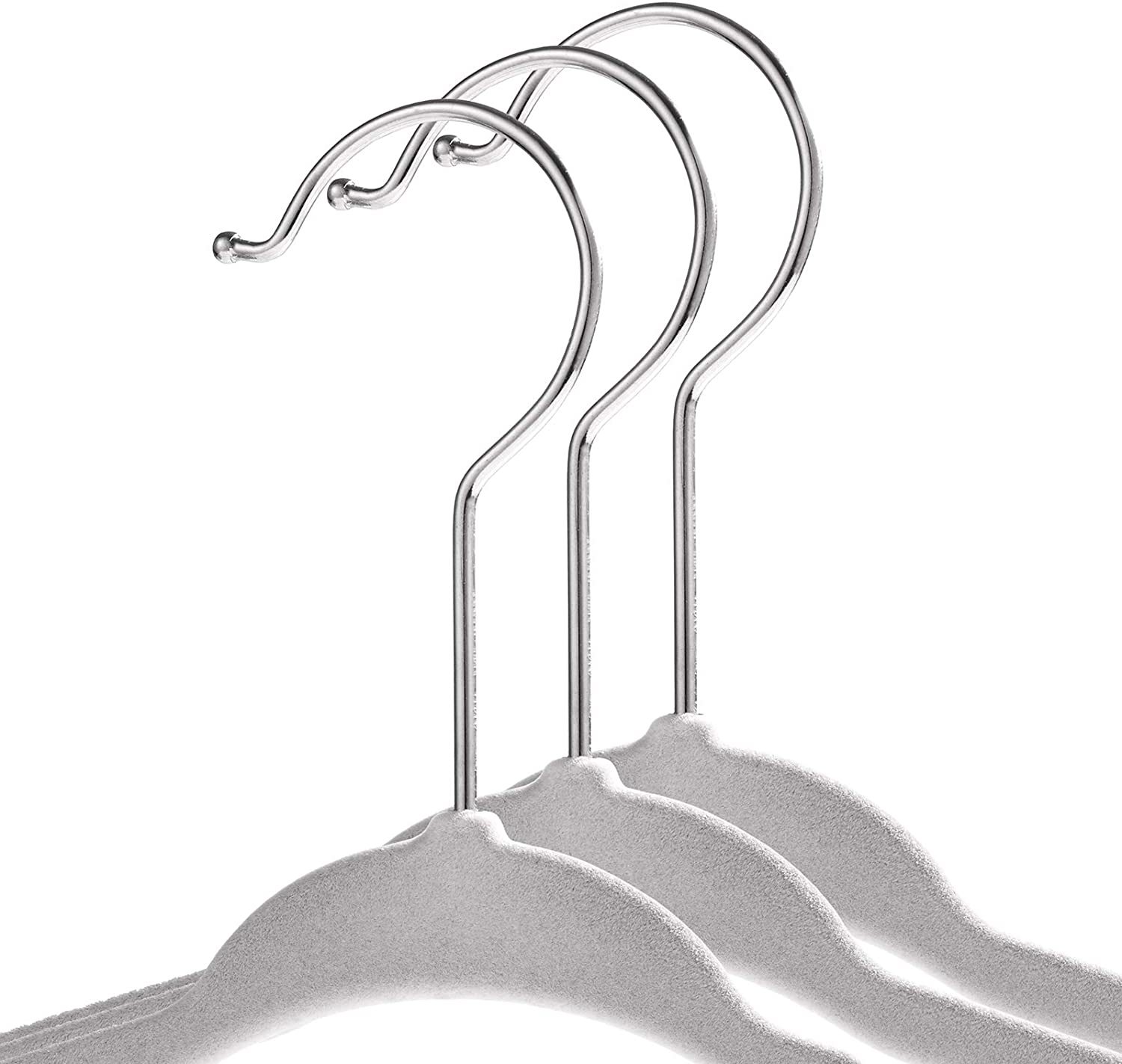 Casafield 50 Velvet Baby Hangers - 11" Size for Infant & Toddler Clothes - Gray - Black image number 5