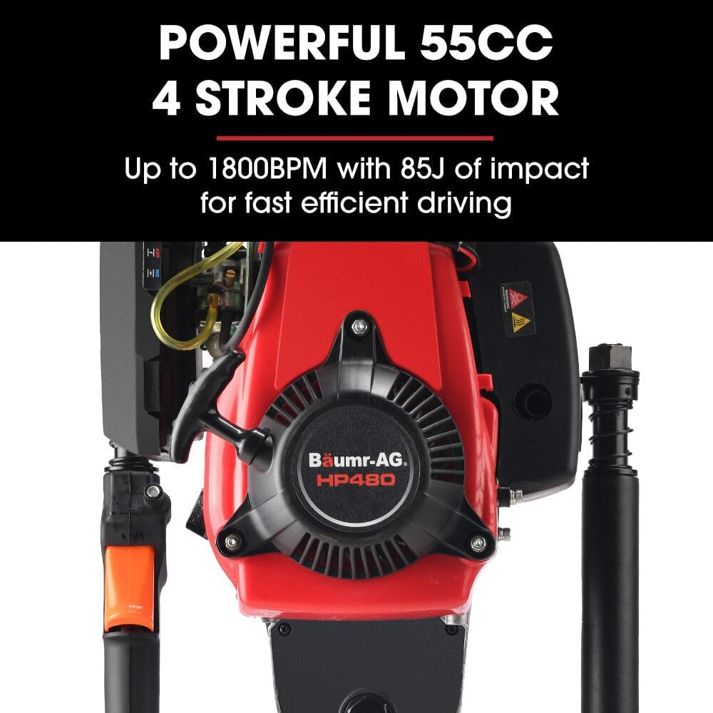 Baumr-Ag HP480 55Cc 4-Stroke Petrol Post Driver, with 2 Piling Socket Sleeves image number 2